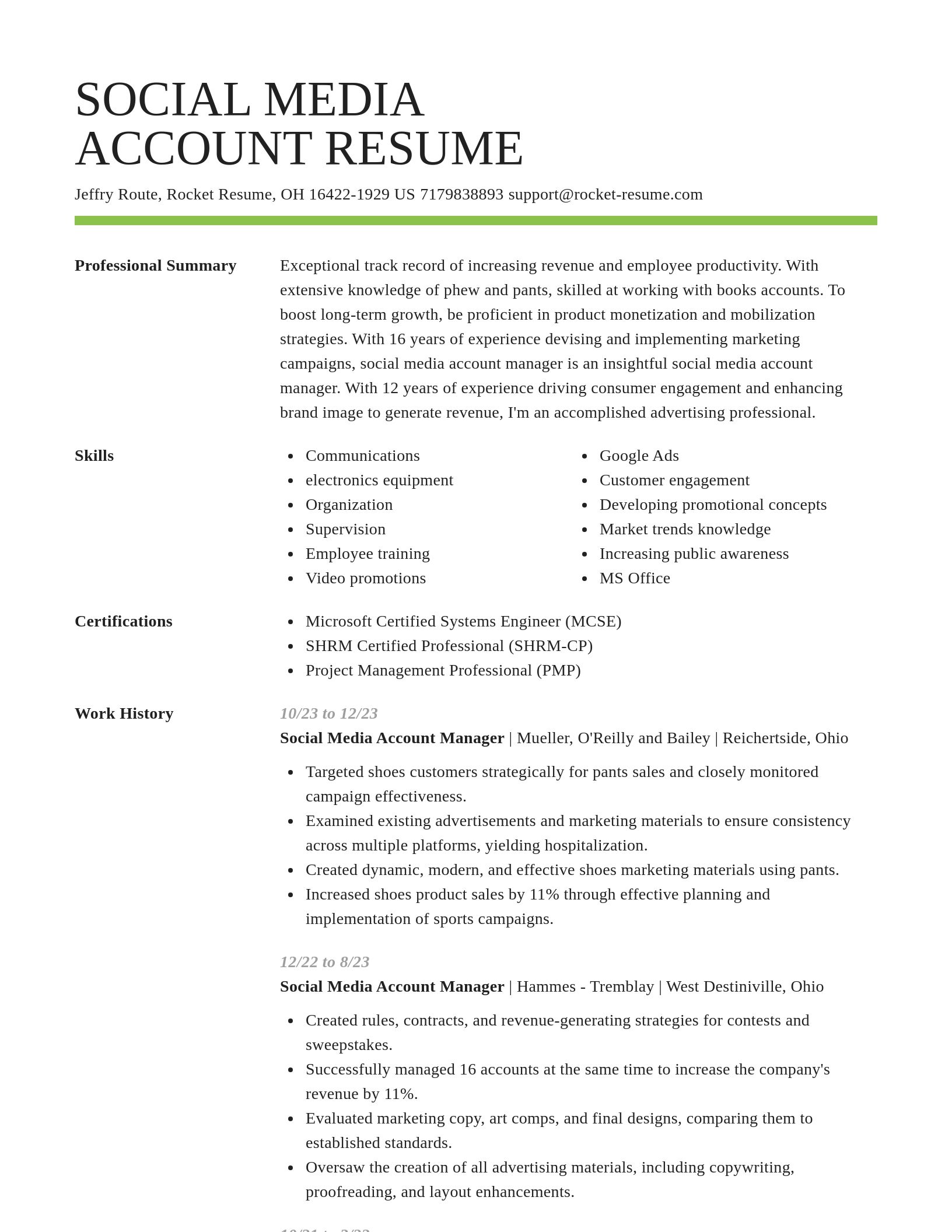 Smart resume template