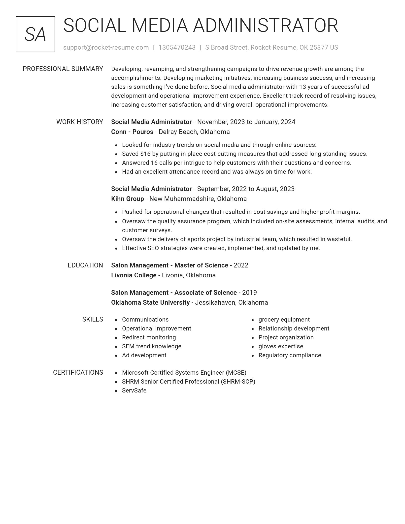 Renowned resume template