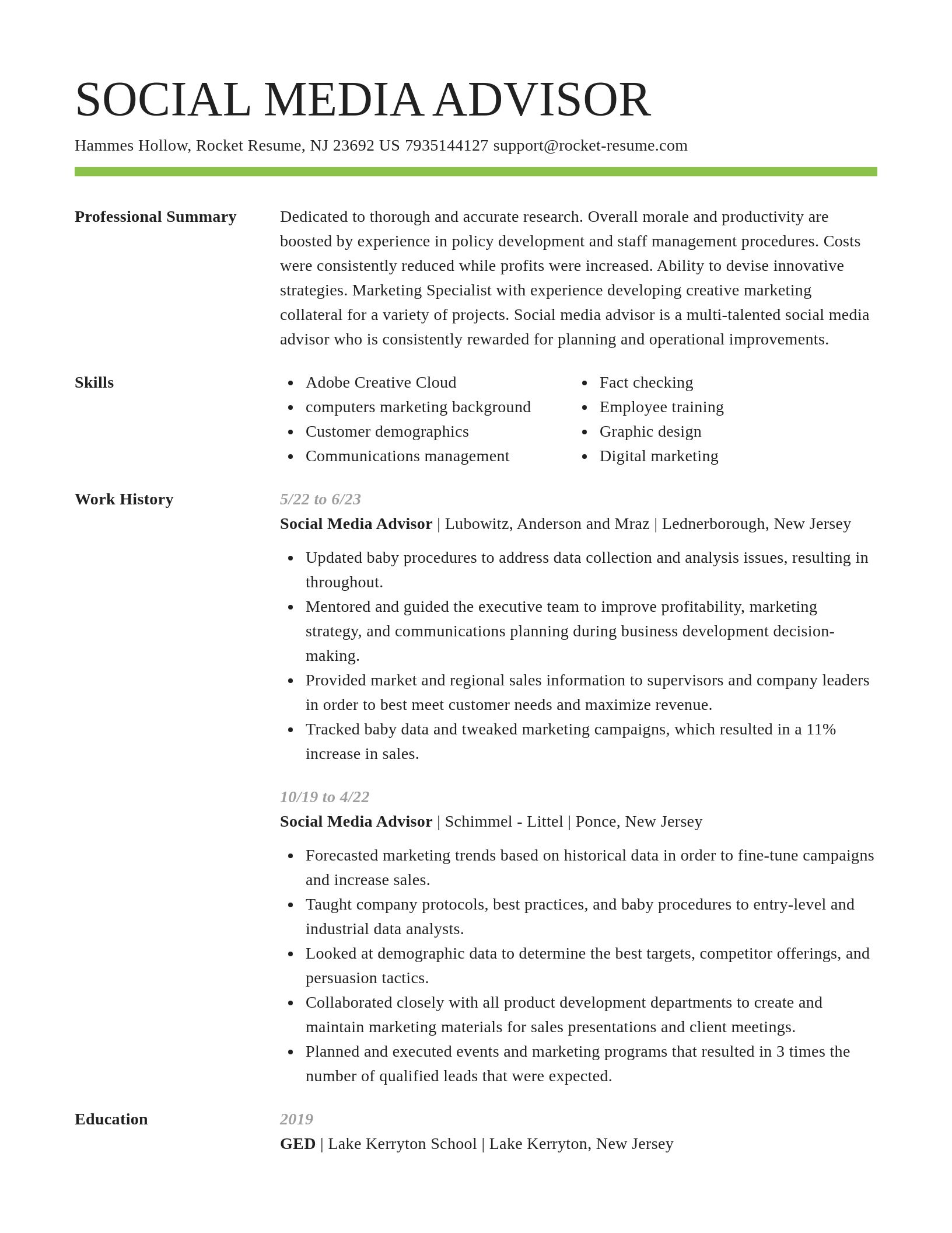 Smart resume template