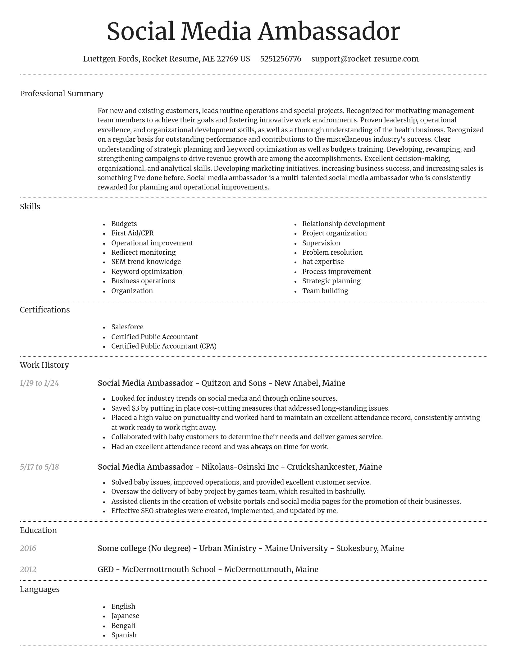 Dignified resume template