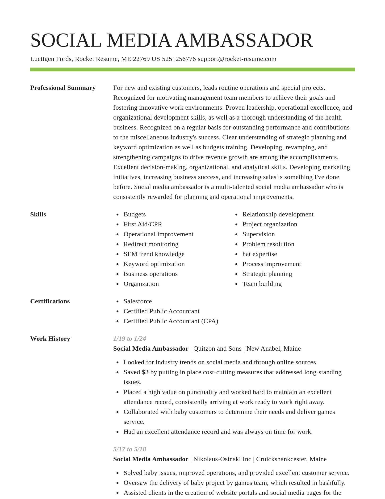 Smart resume template