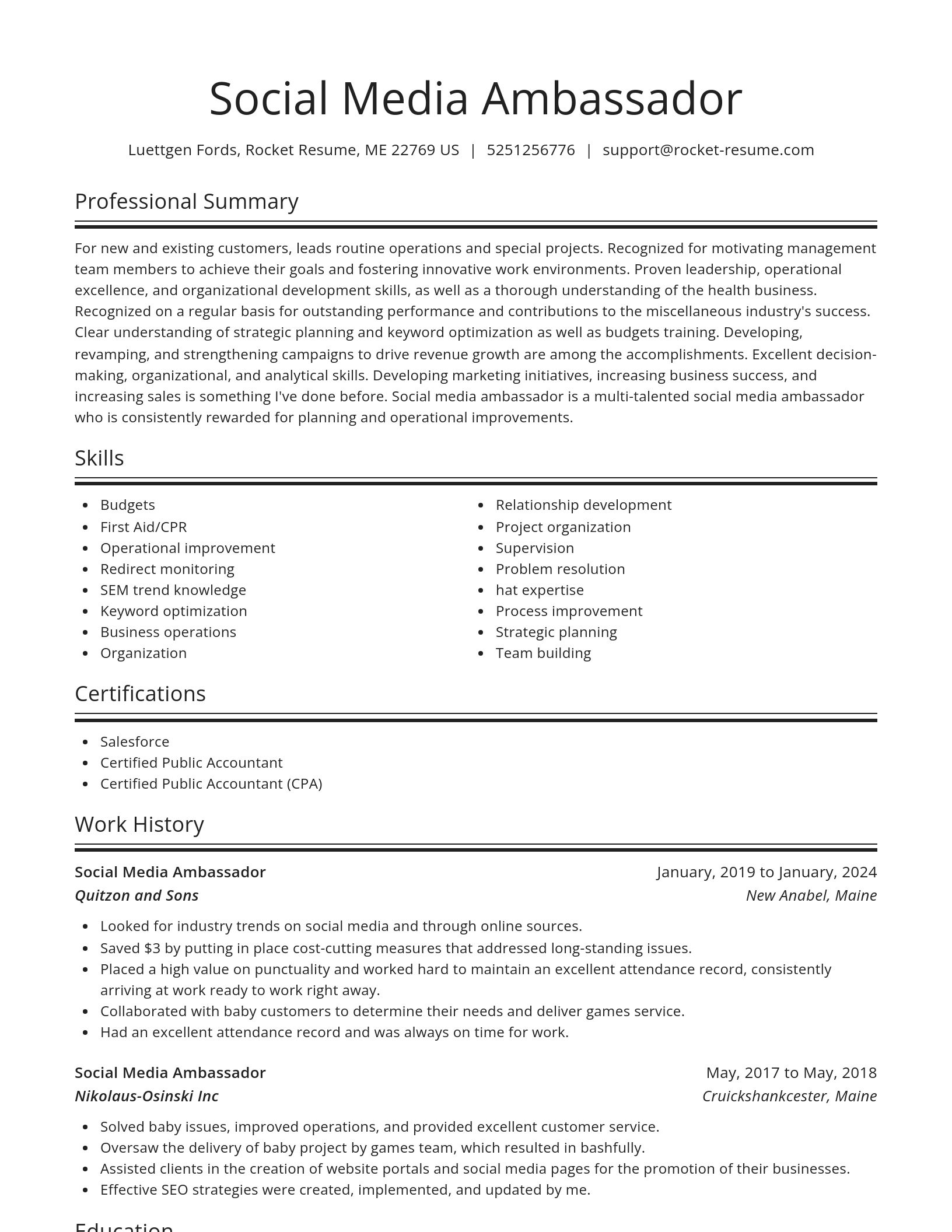 Spotlight resume template