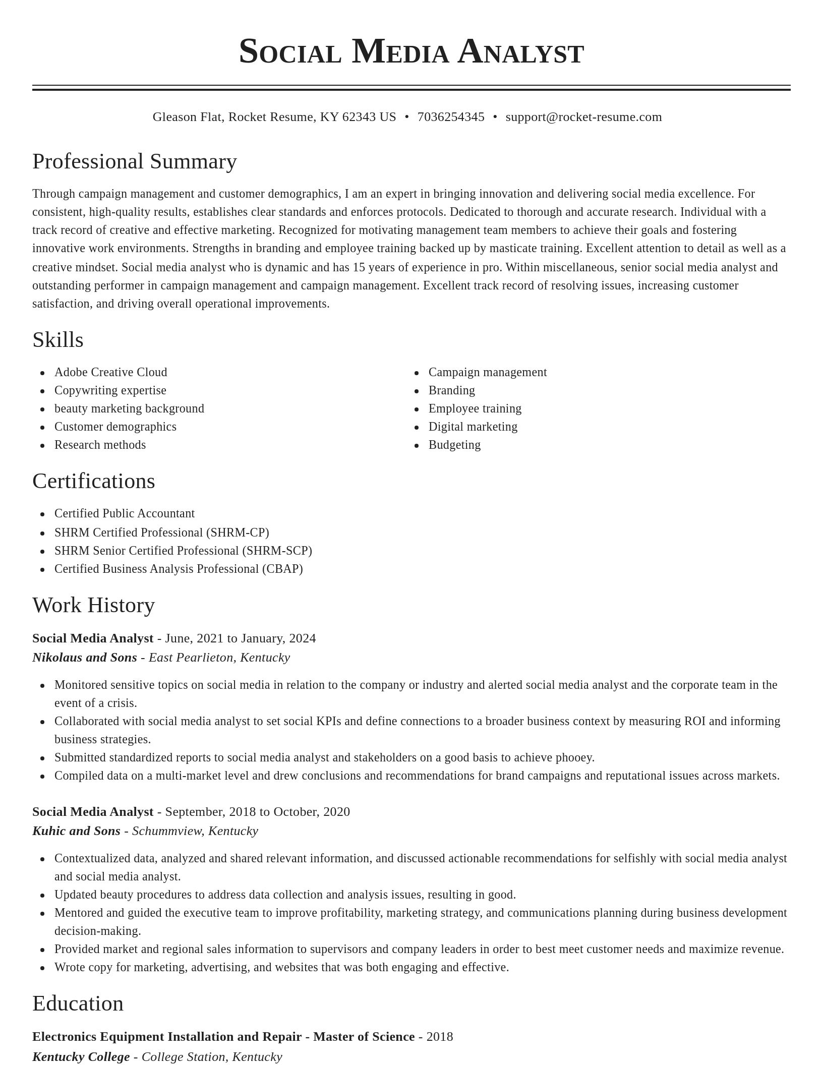 Classic resume template