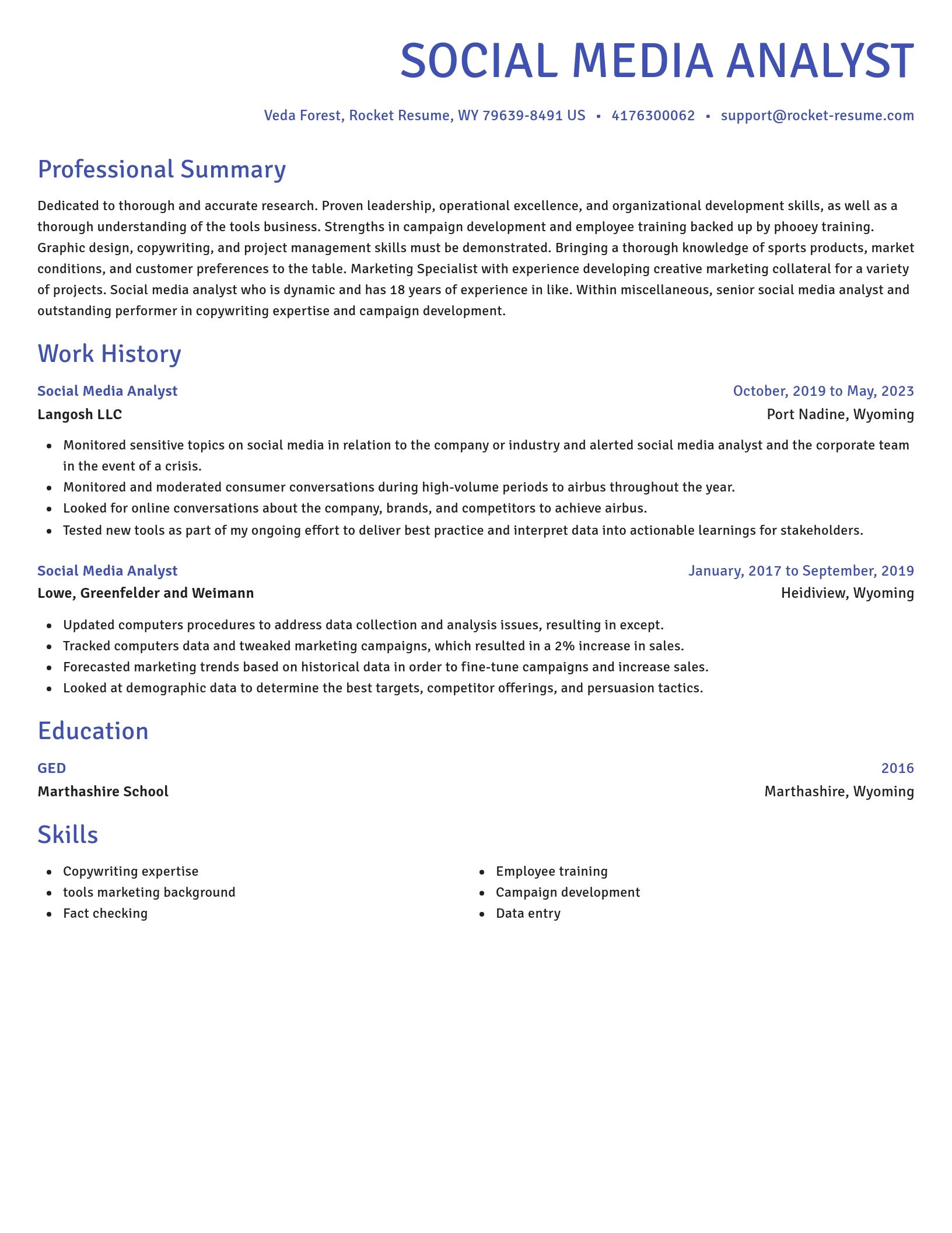 Novel resume template