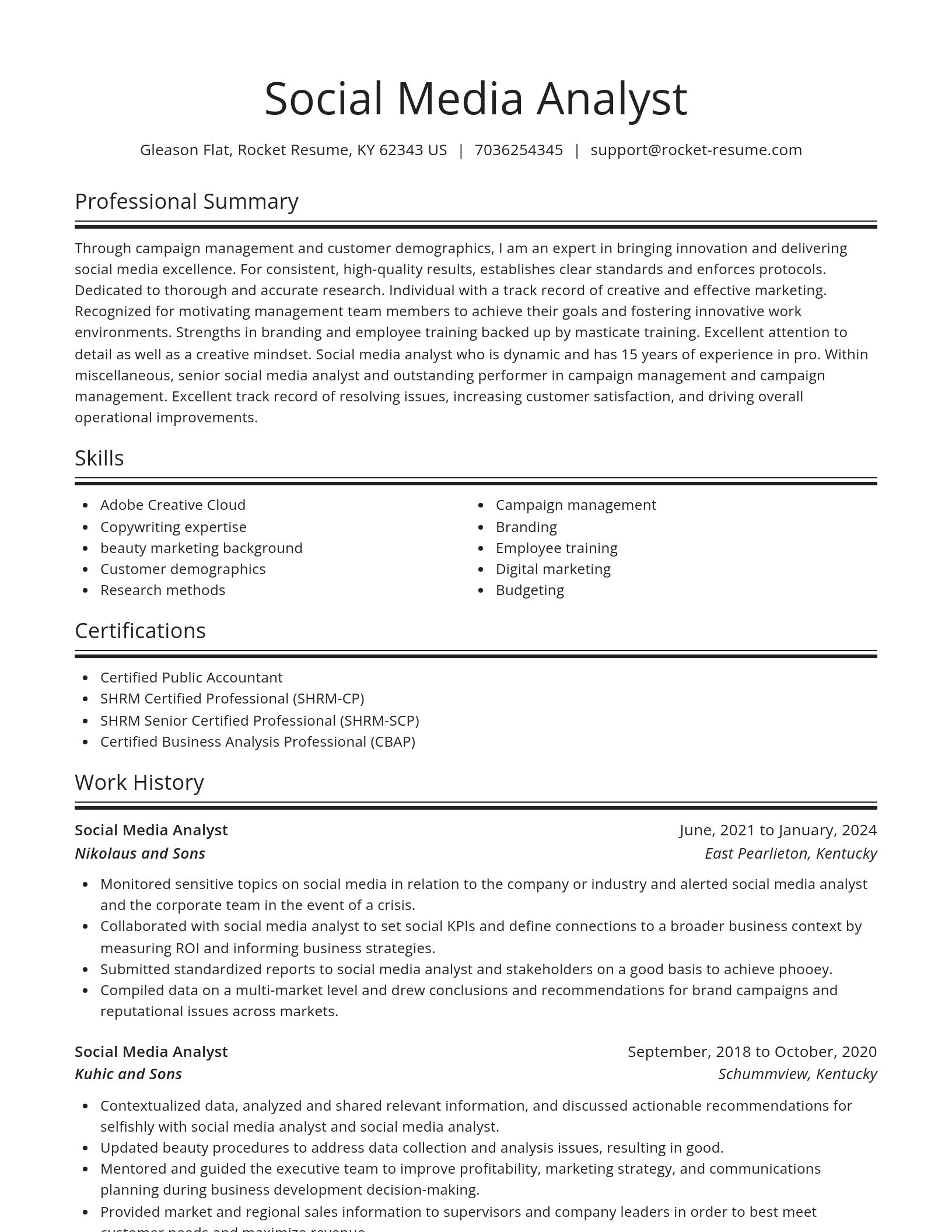 Spotlight resume template