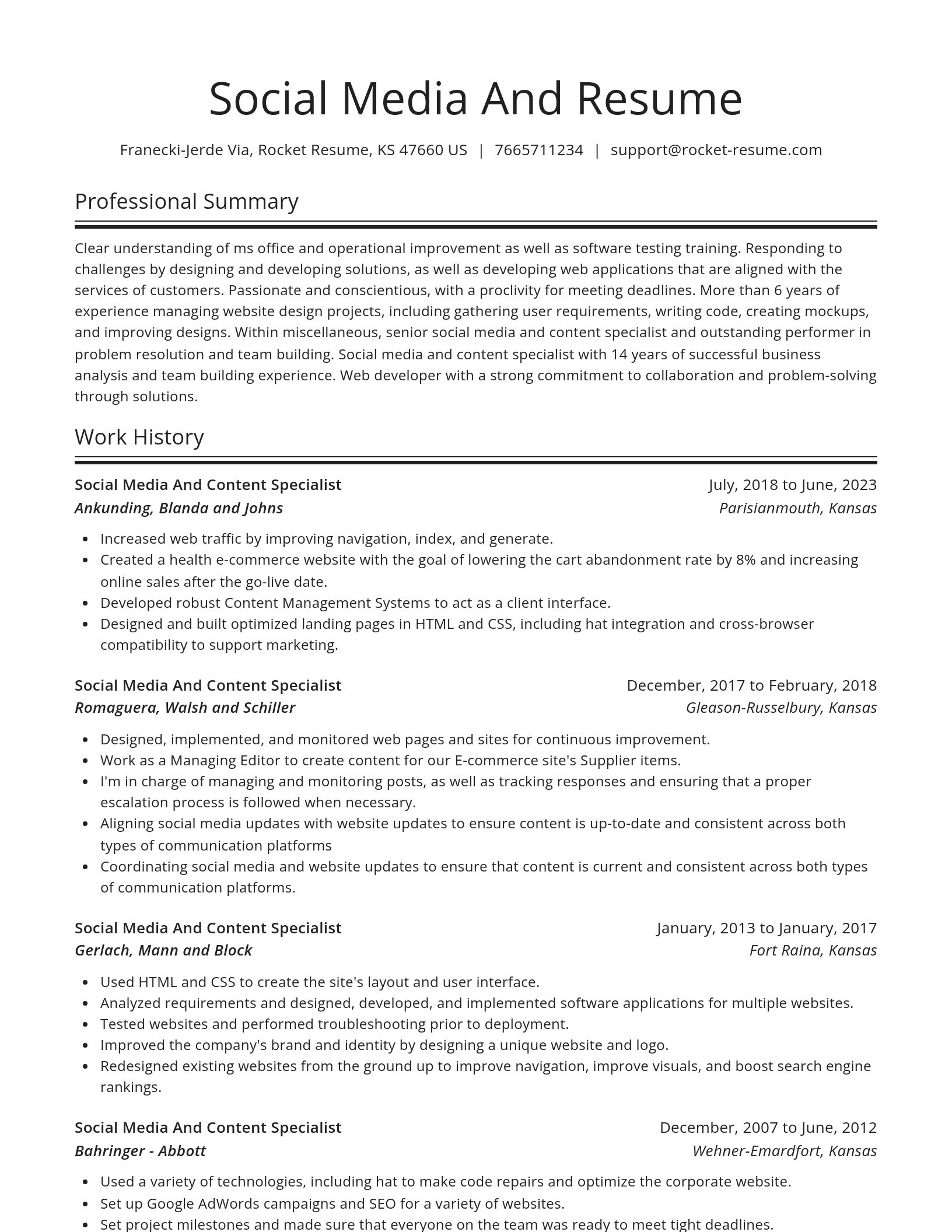 Spotlight resume template