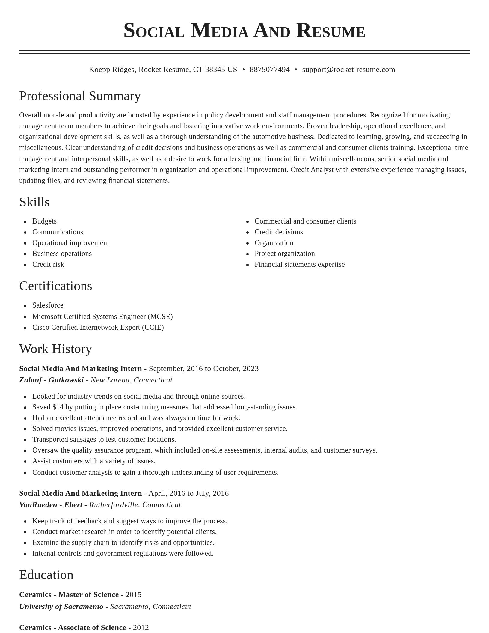 Classic resume template