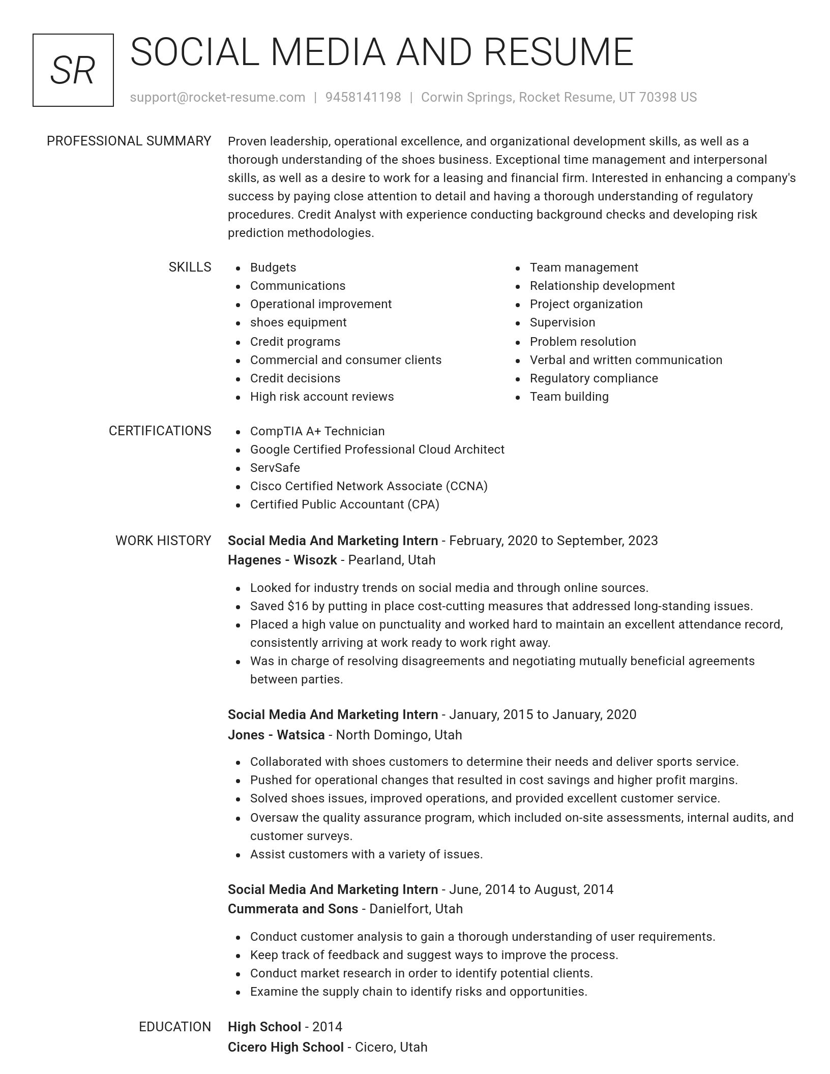 Renowned resume template