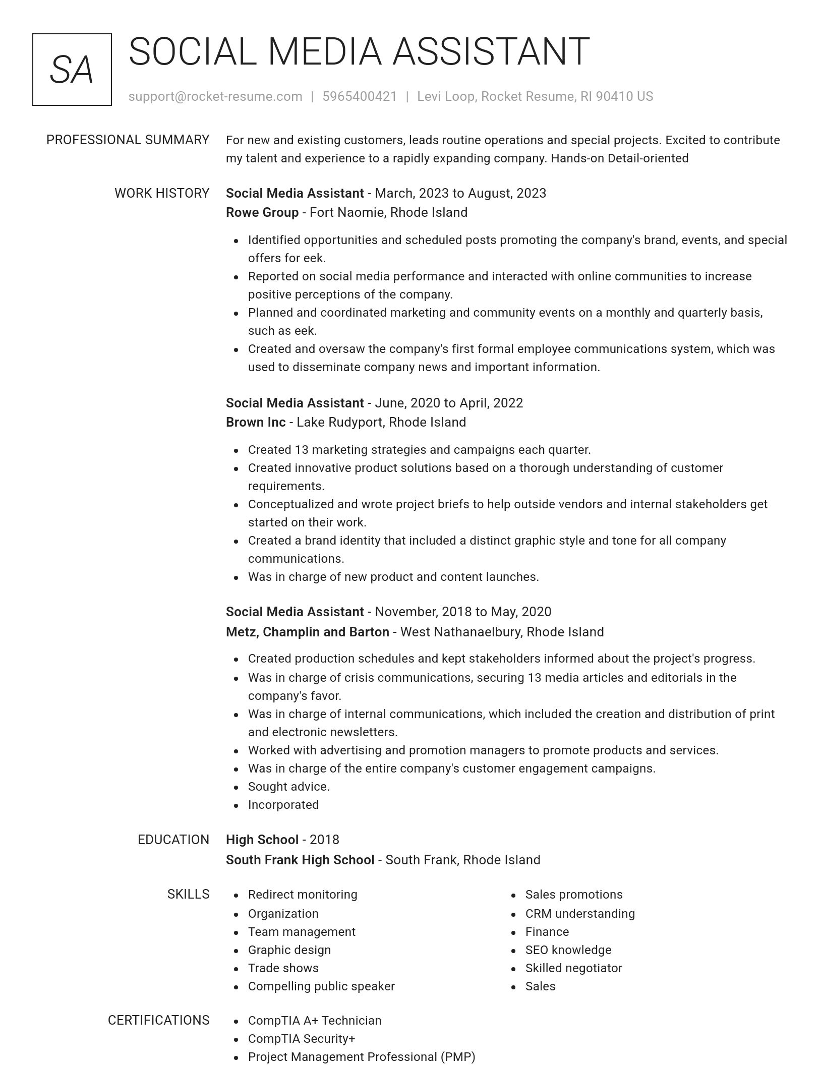 Renowned resume template
