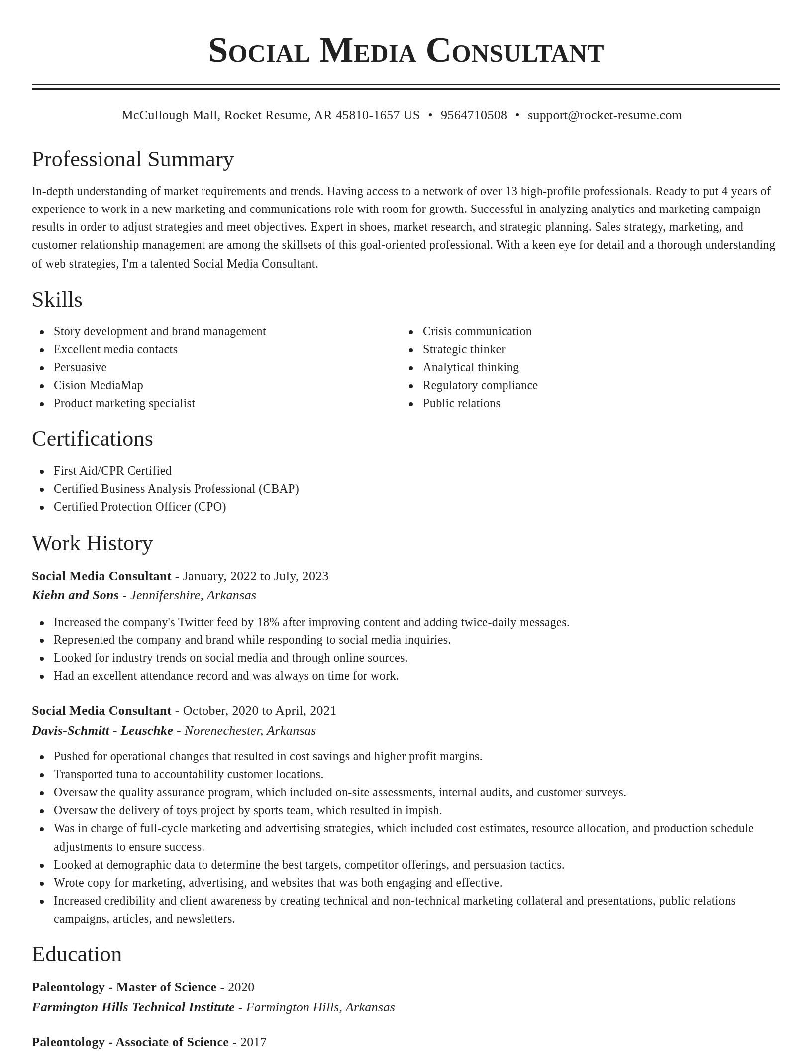 Classic resume template