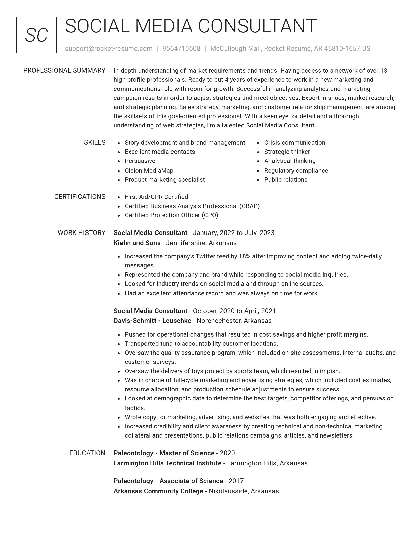 Renowned resume template