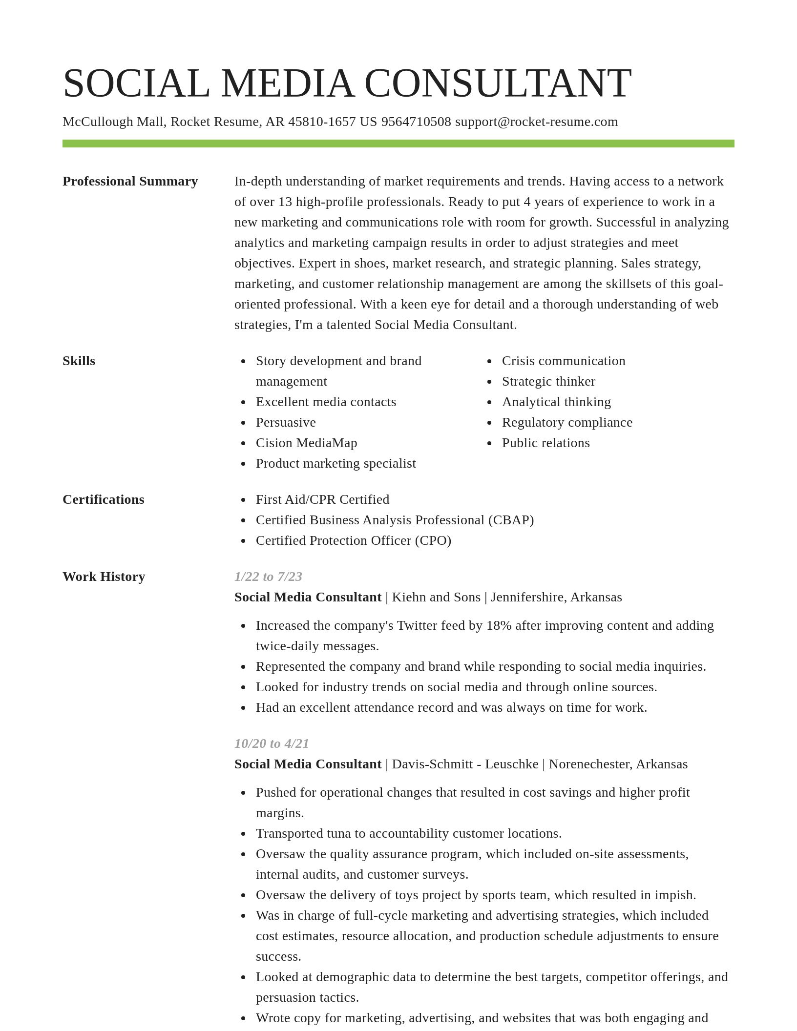 Smart resume template