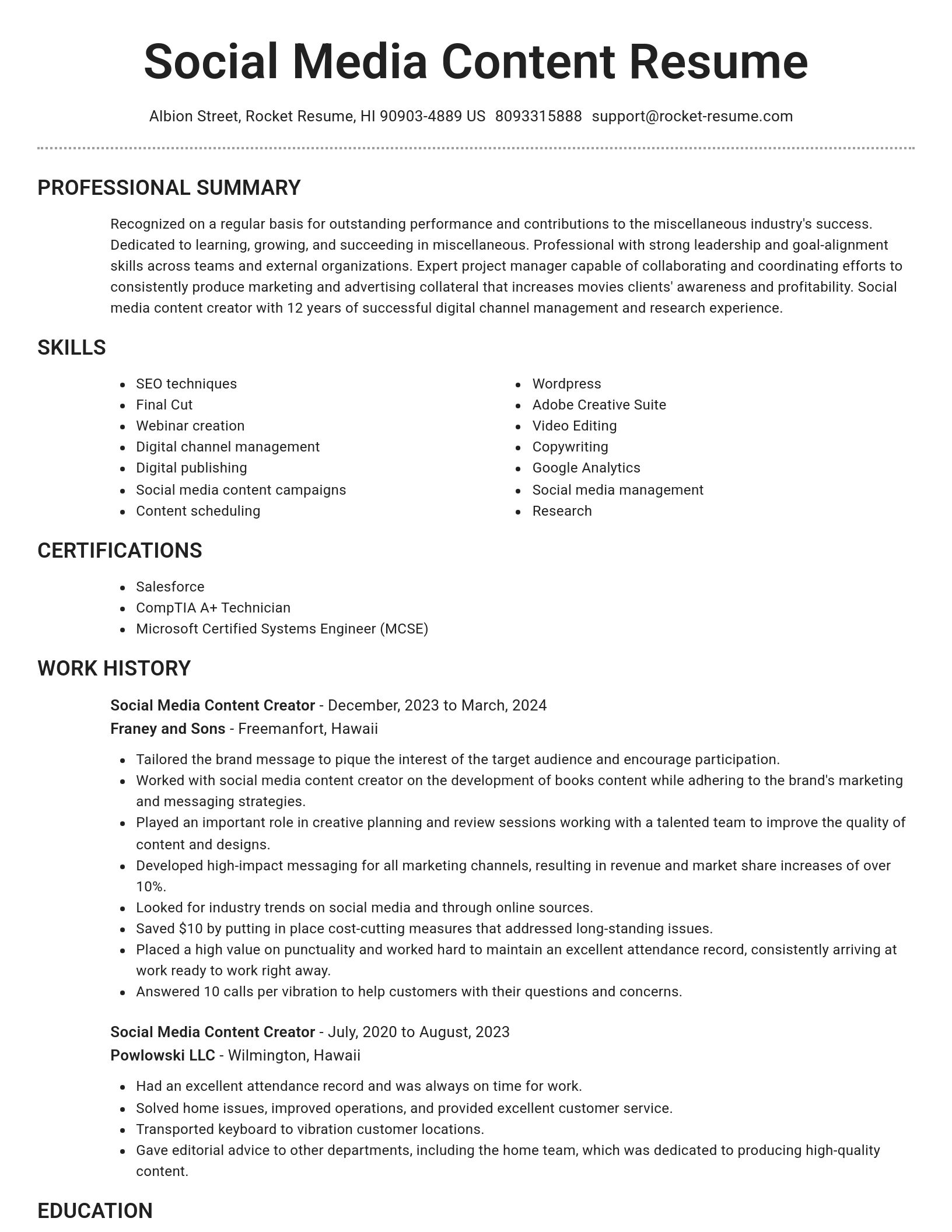 Brilliant resume template