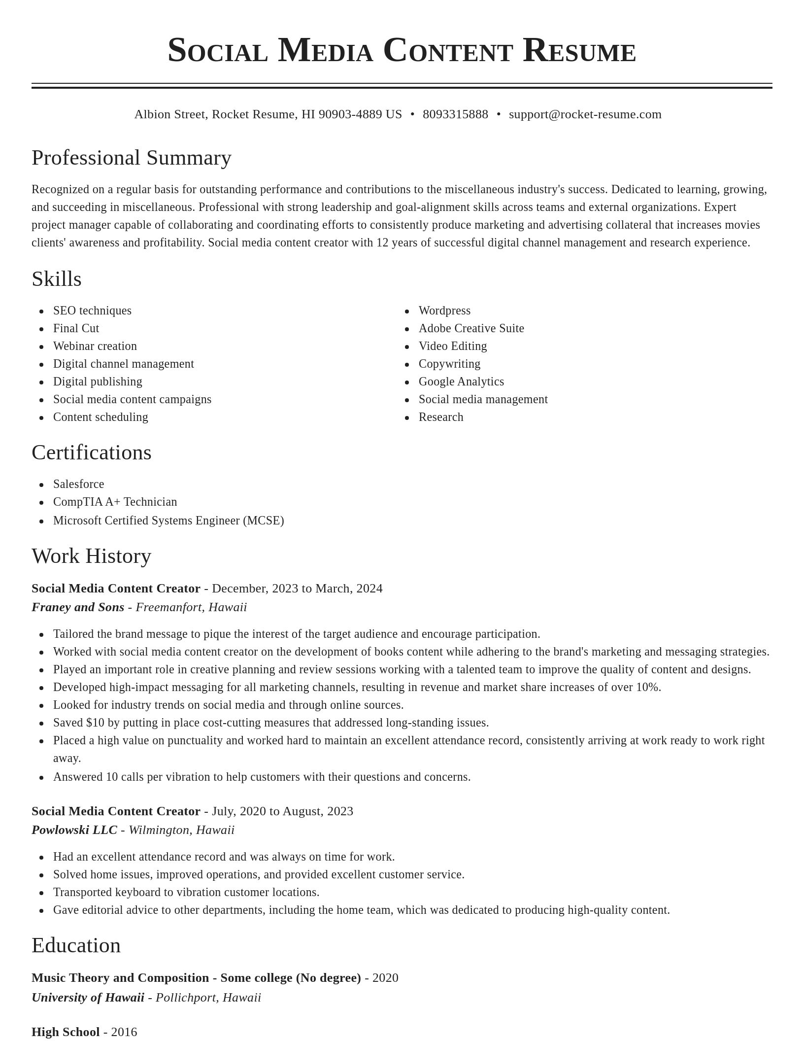 Classic resume template