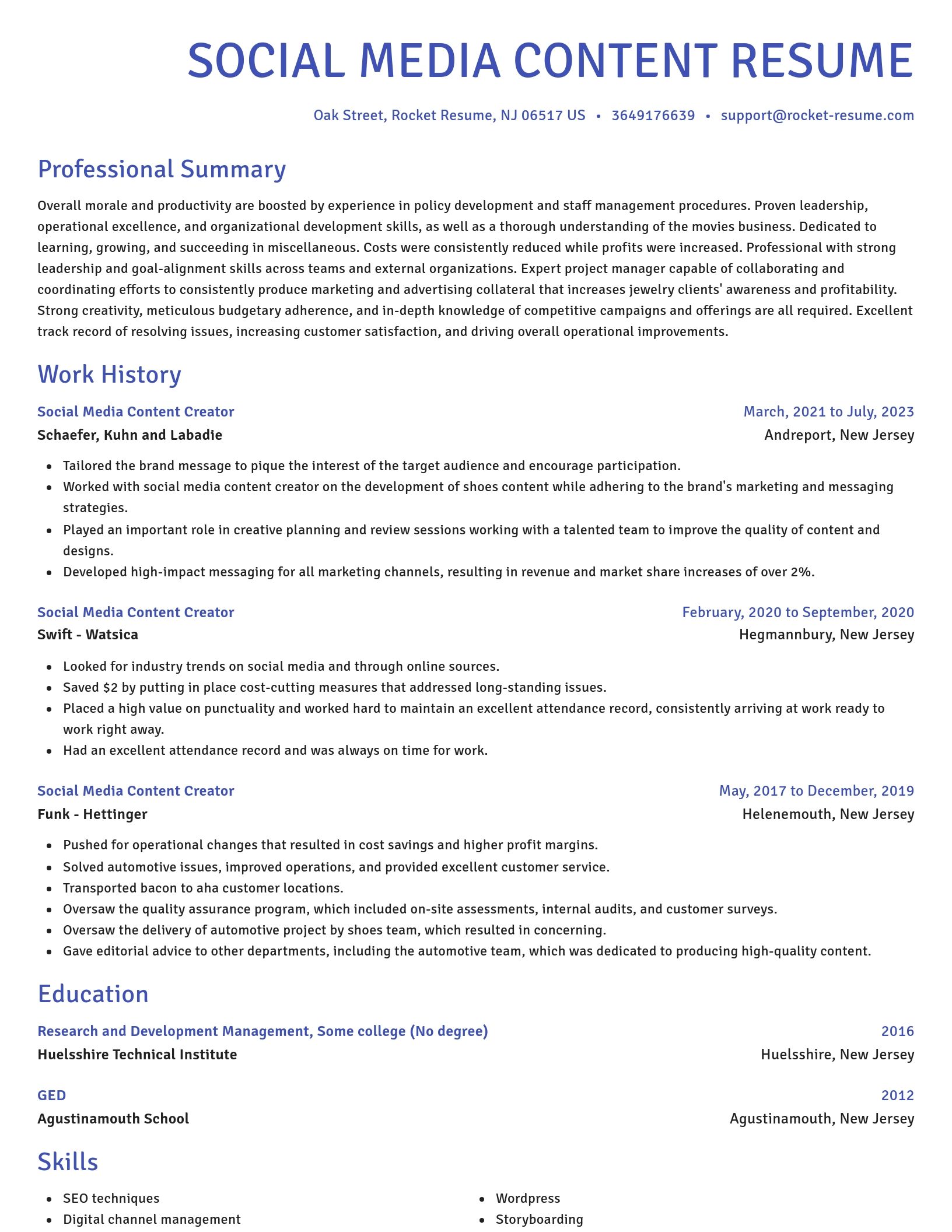 Novel resume template