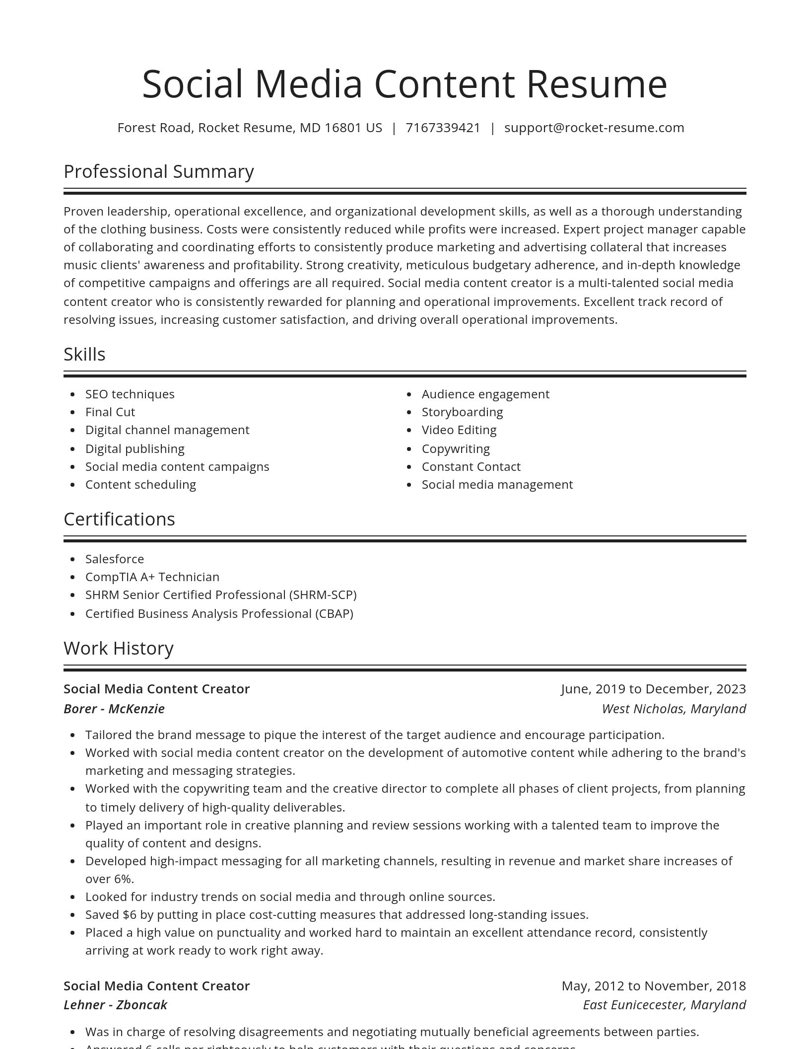 Spotlight resume template