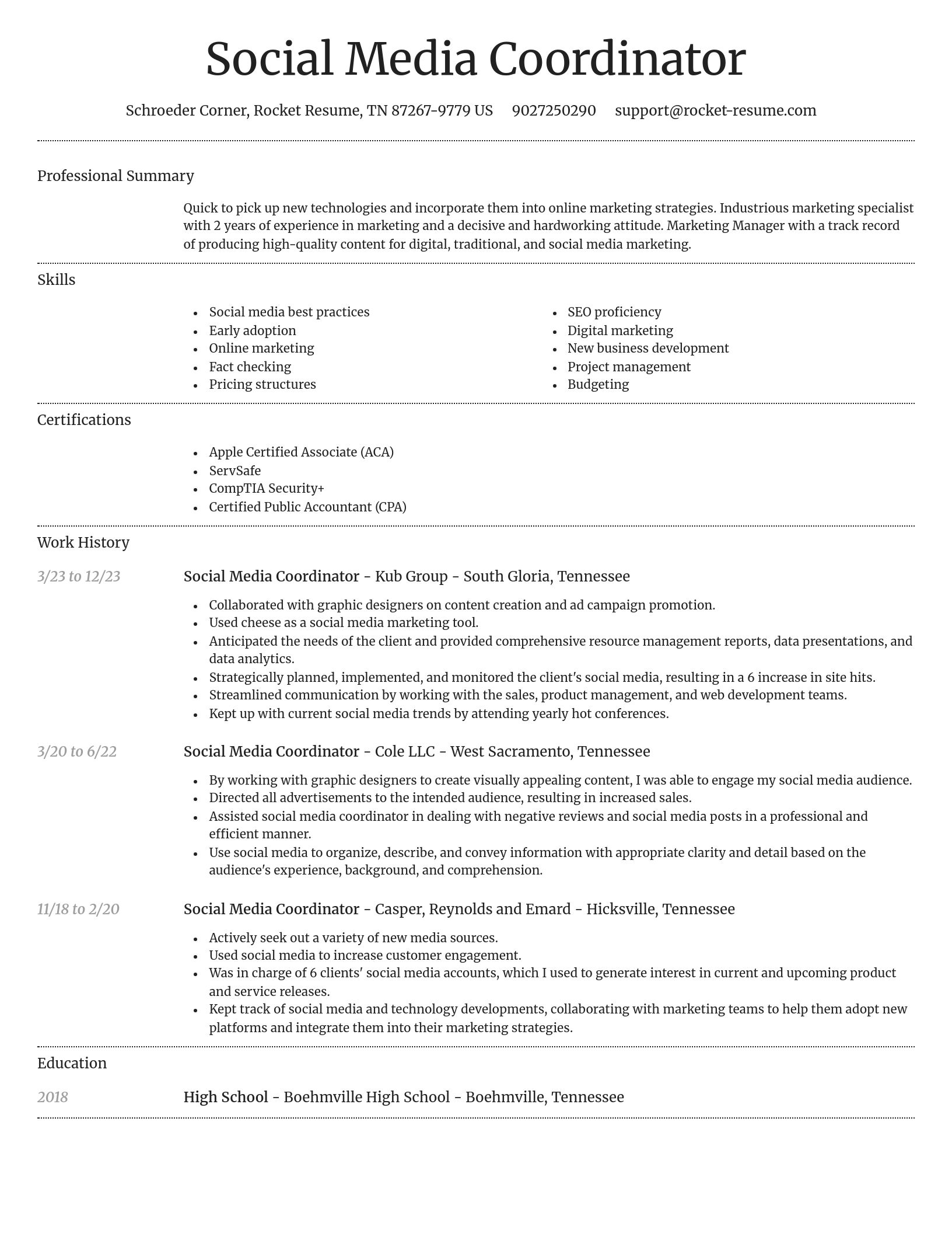 Dignified resume template