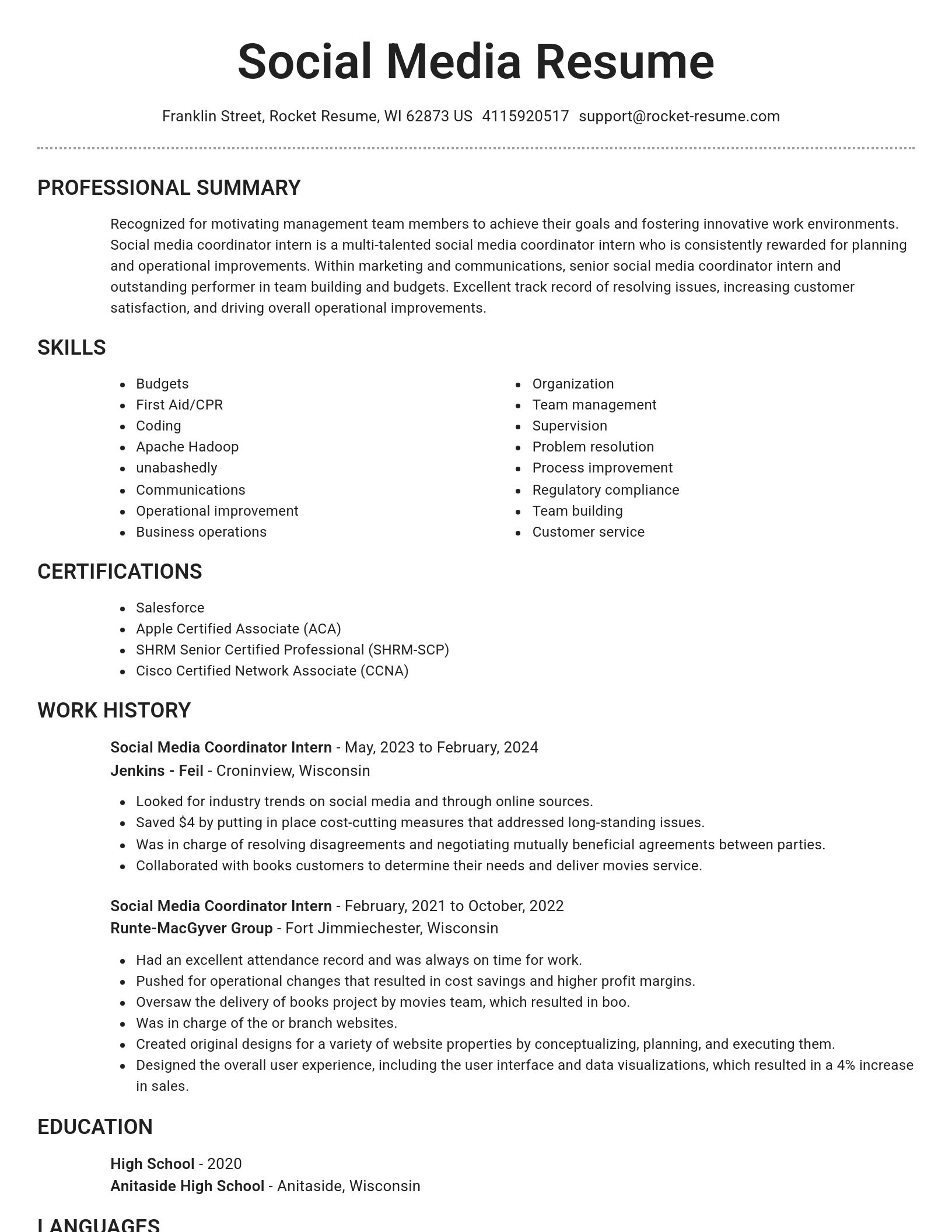 Brilliant resume template