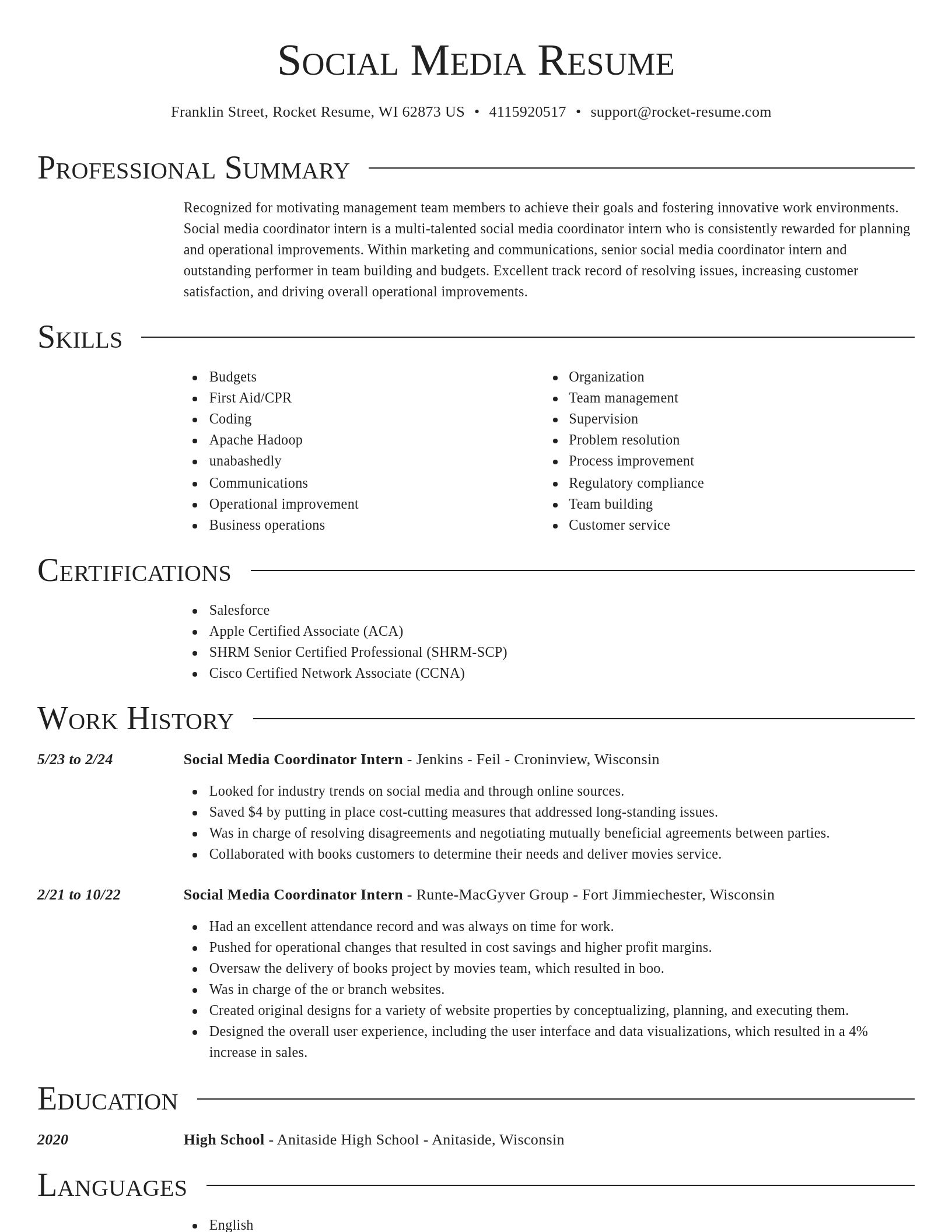 Director resume template