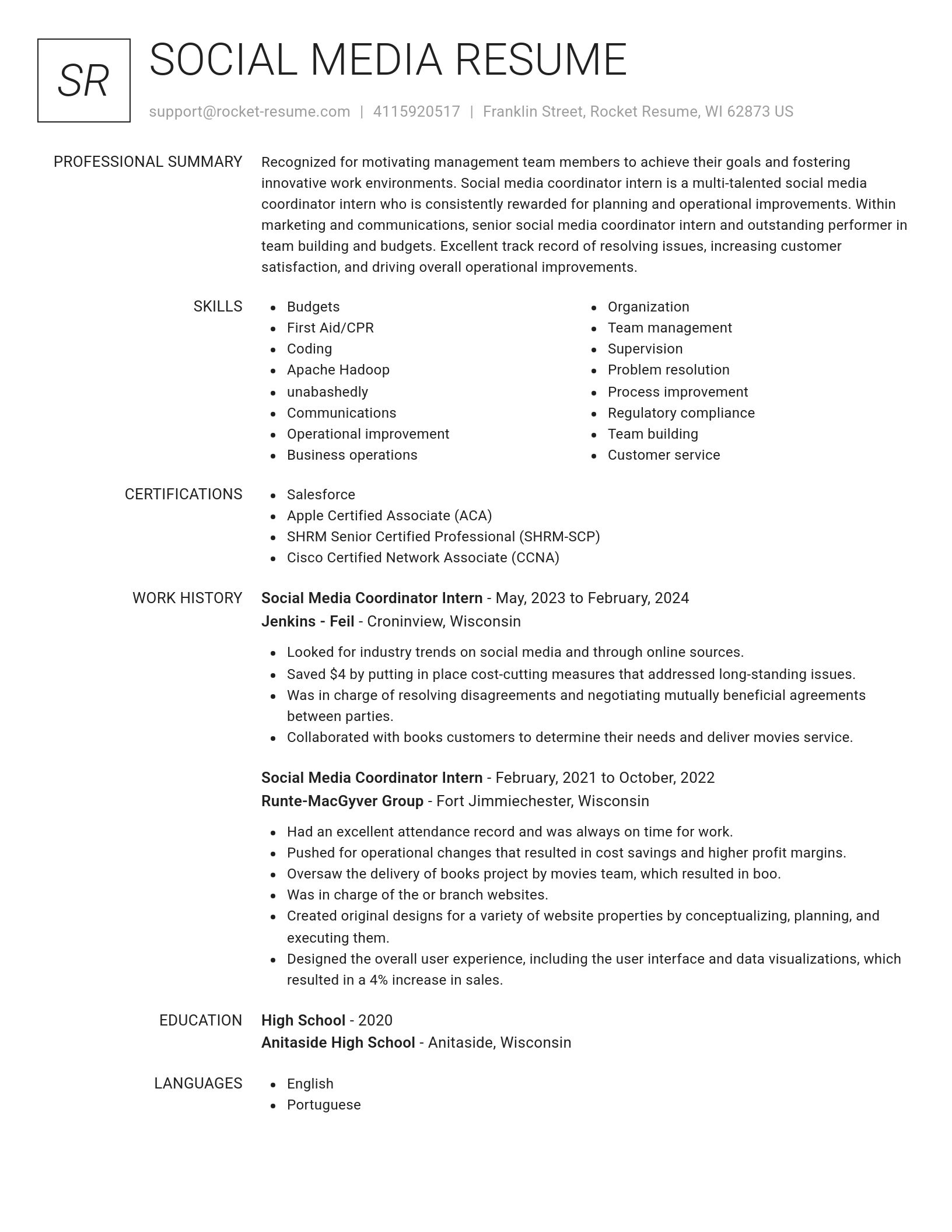 Renowned resume template