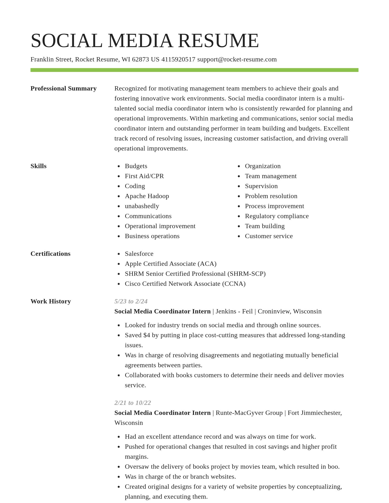 Smart resume template