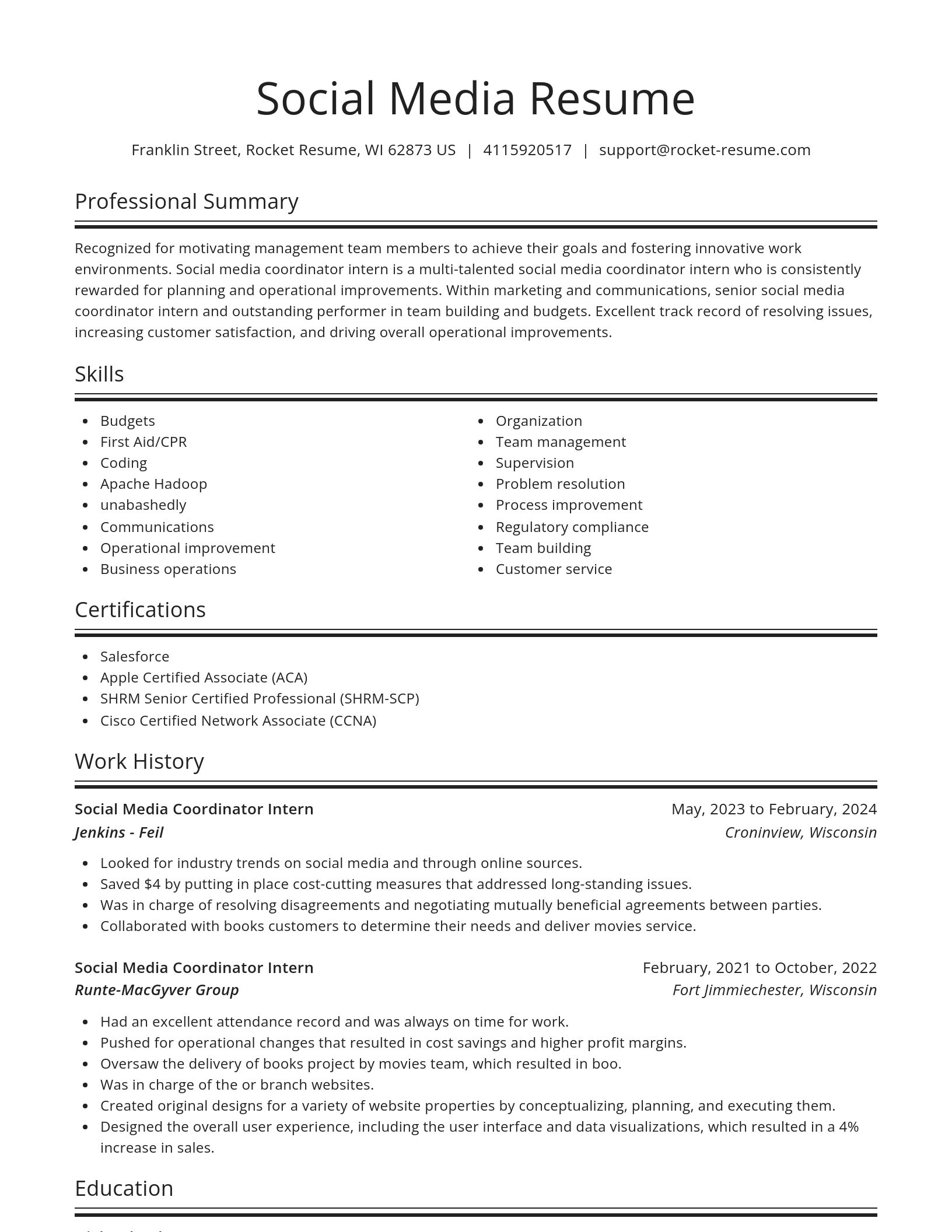 Spotlight resume template