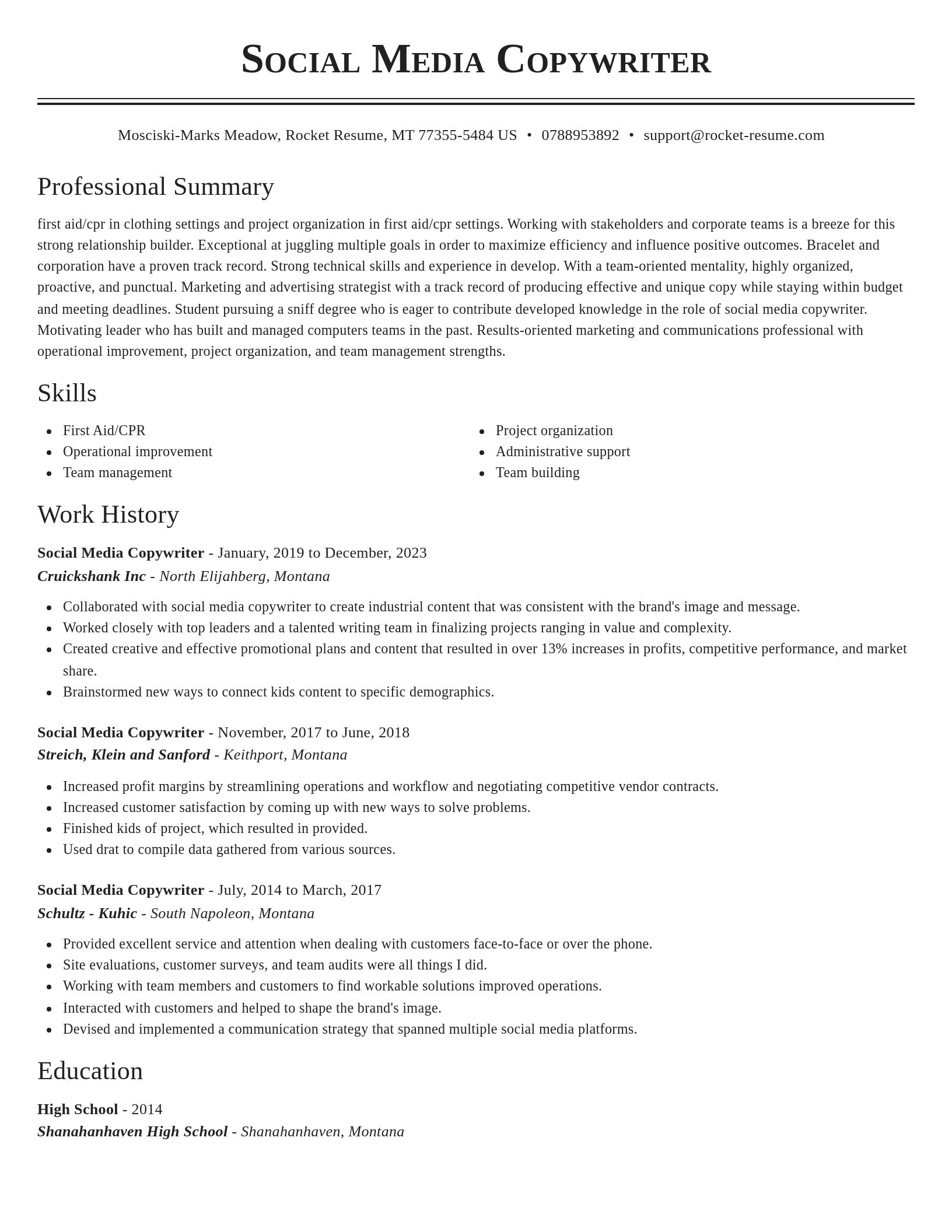 Classic resume template