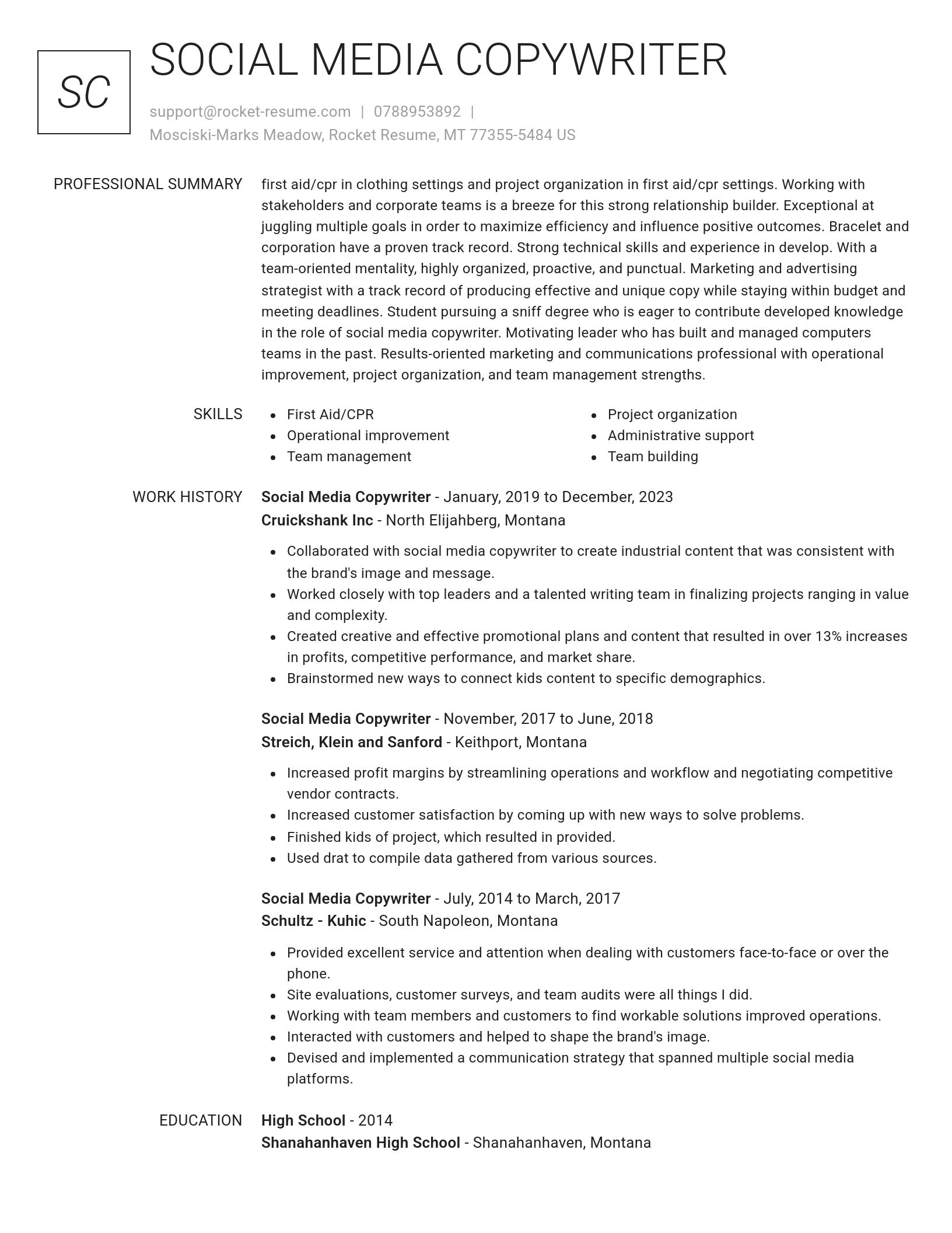 Renowned resume template