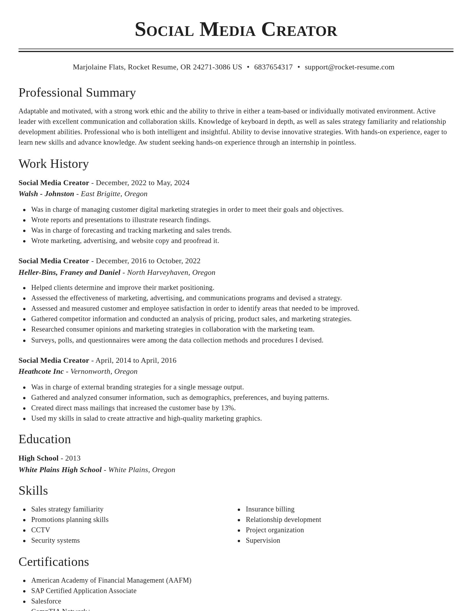 Classic resume template