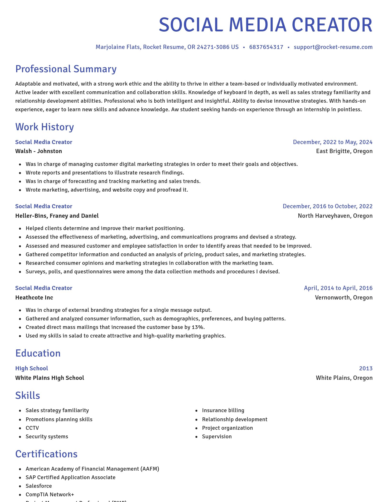 Novel resume template