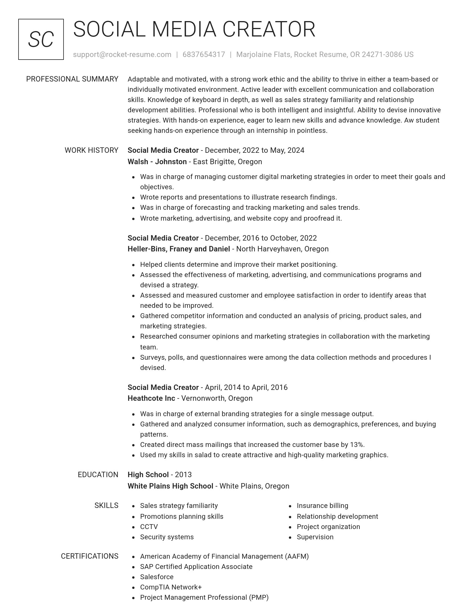 Renowned resume template