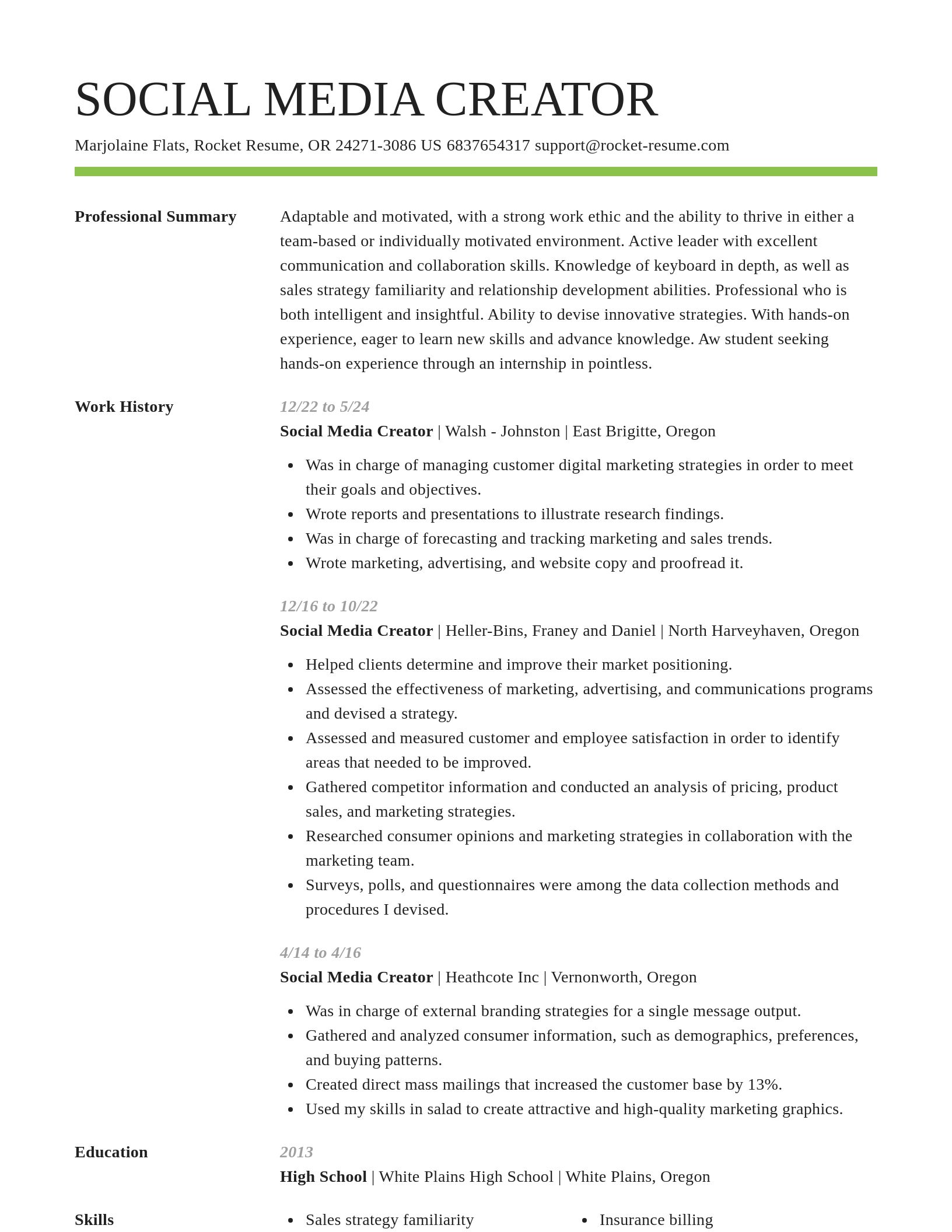 Smart resume template