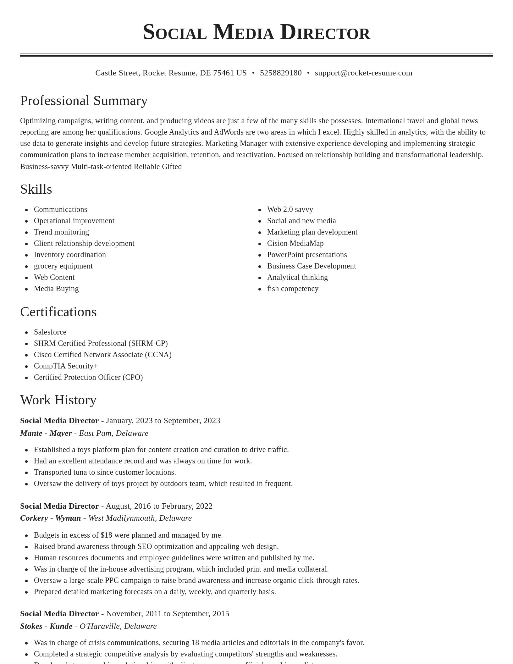 Classic resume template