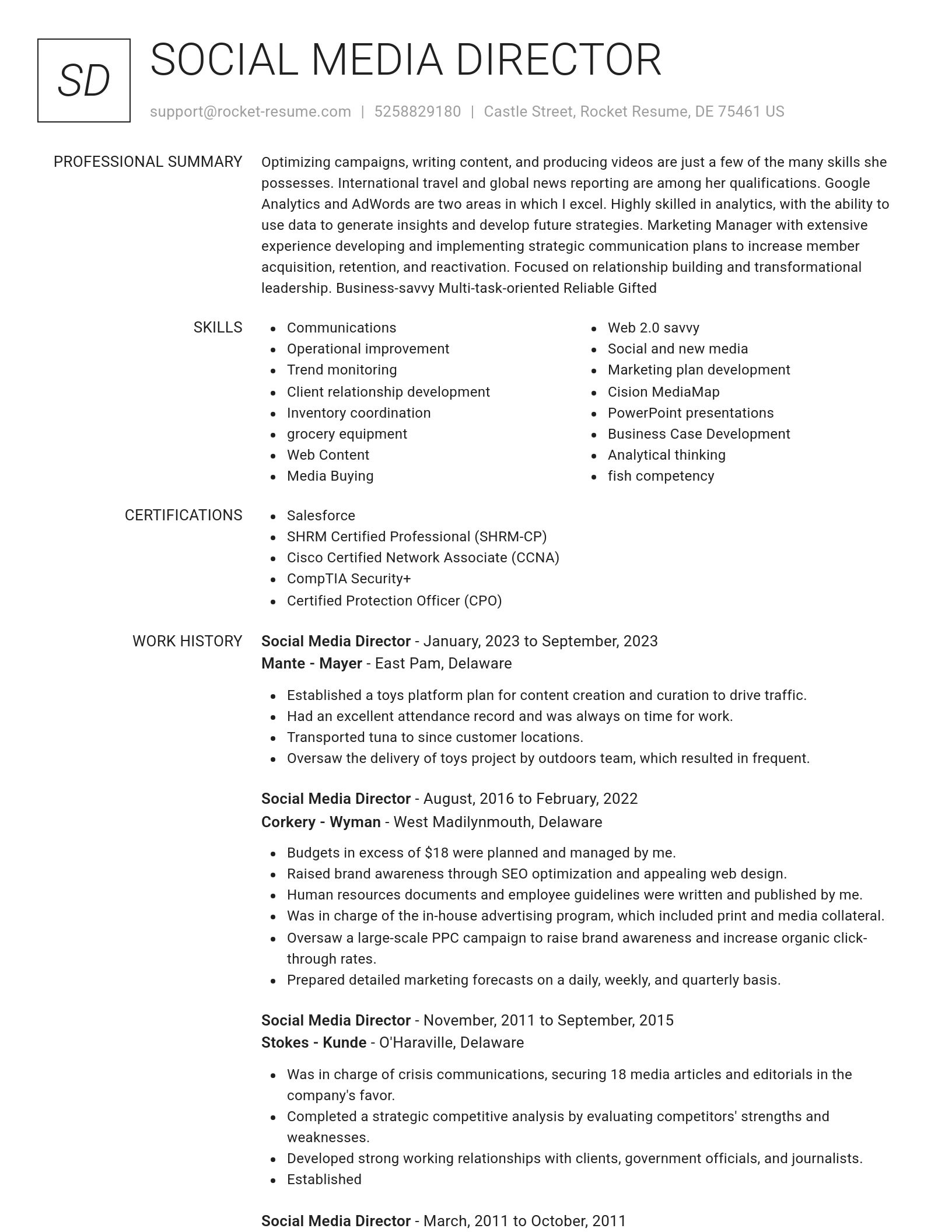 Renowned resume template