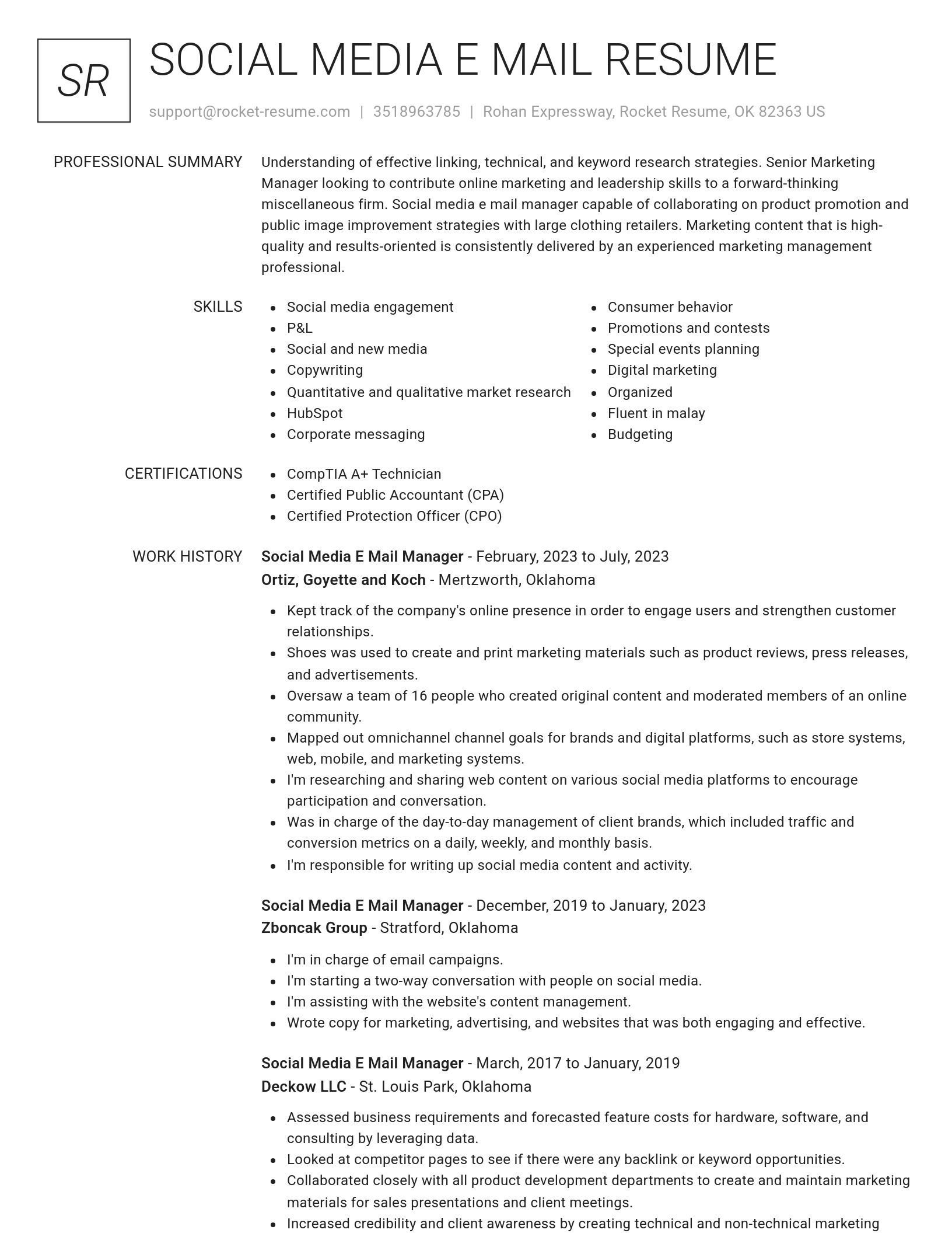 Renowned resume template