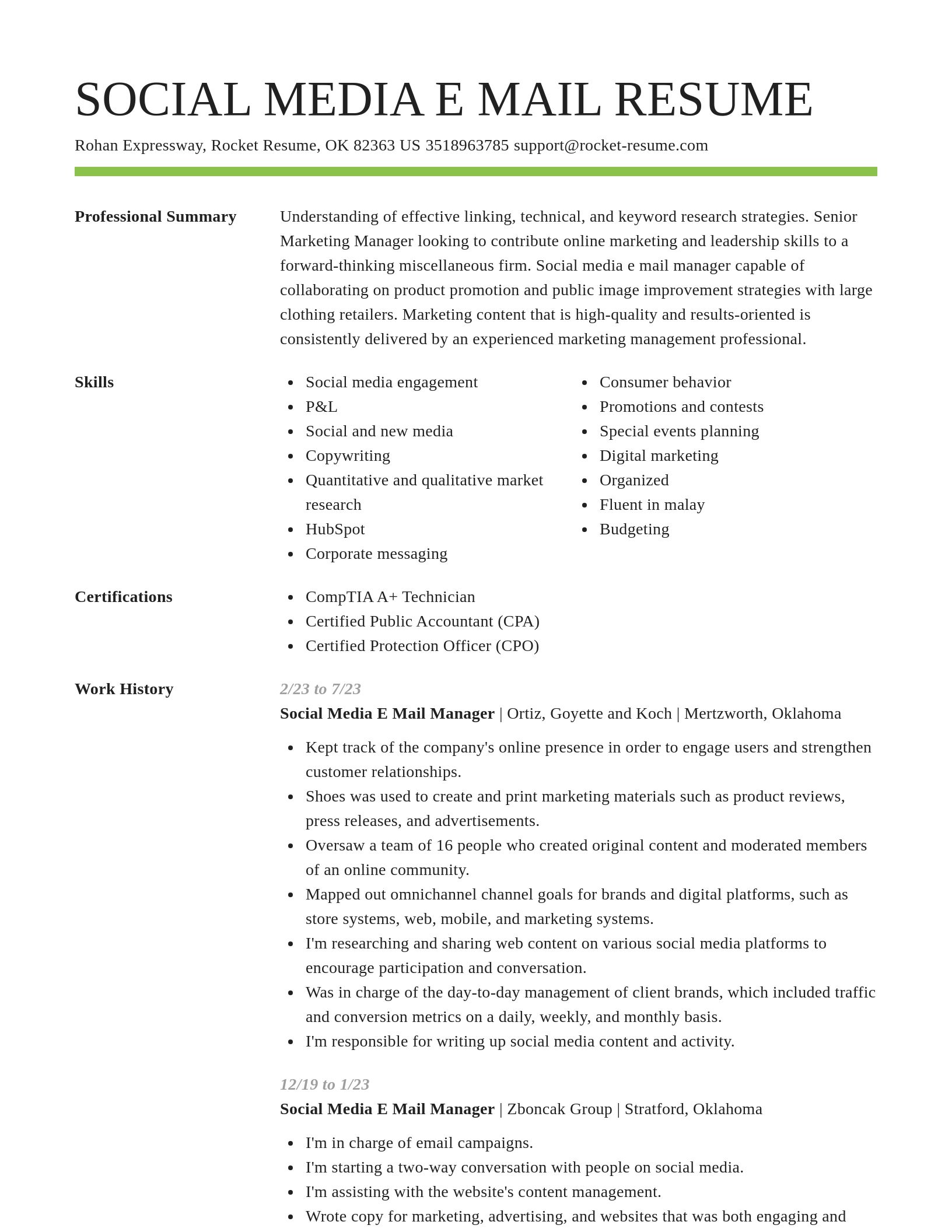 Smart resume template