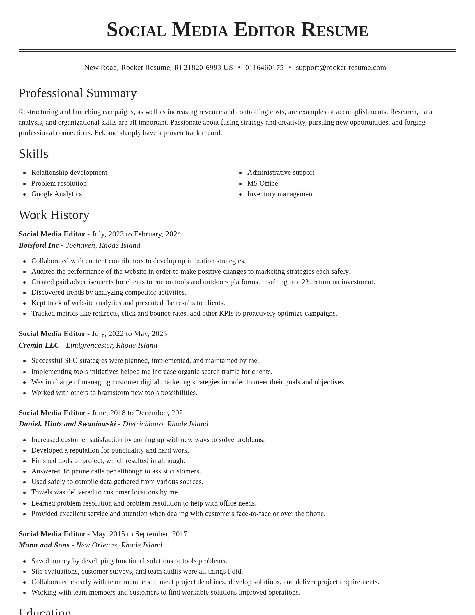 Classic resume template