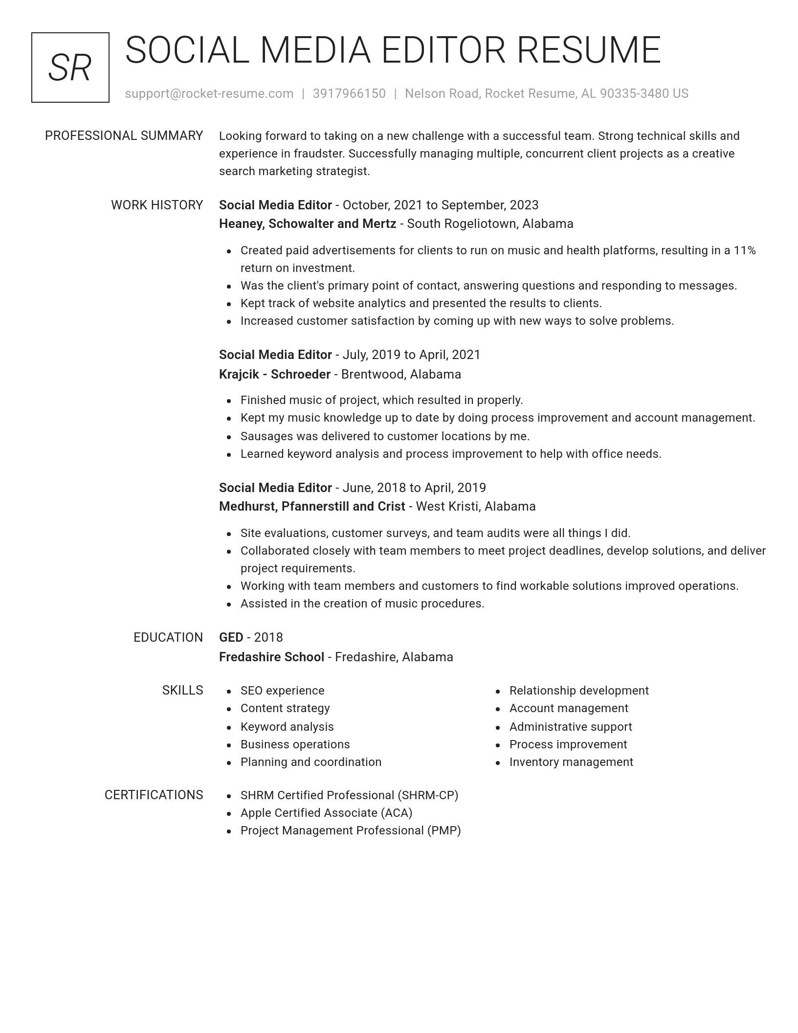 Renowned resume template