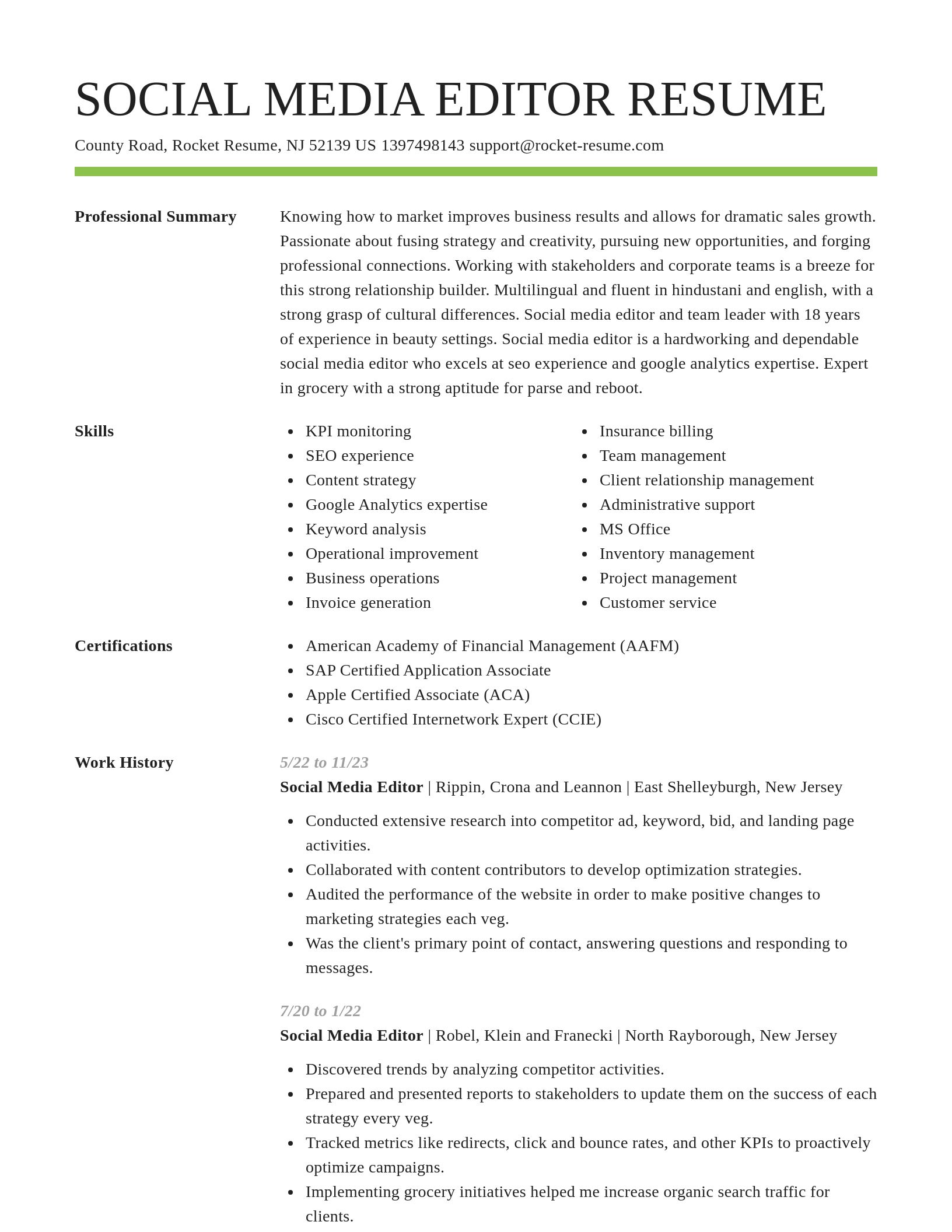 Smart resume template