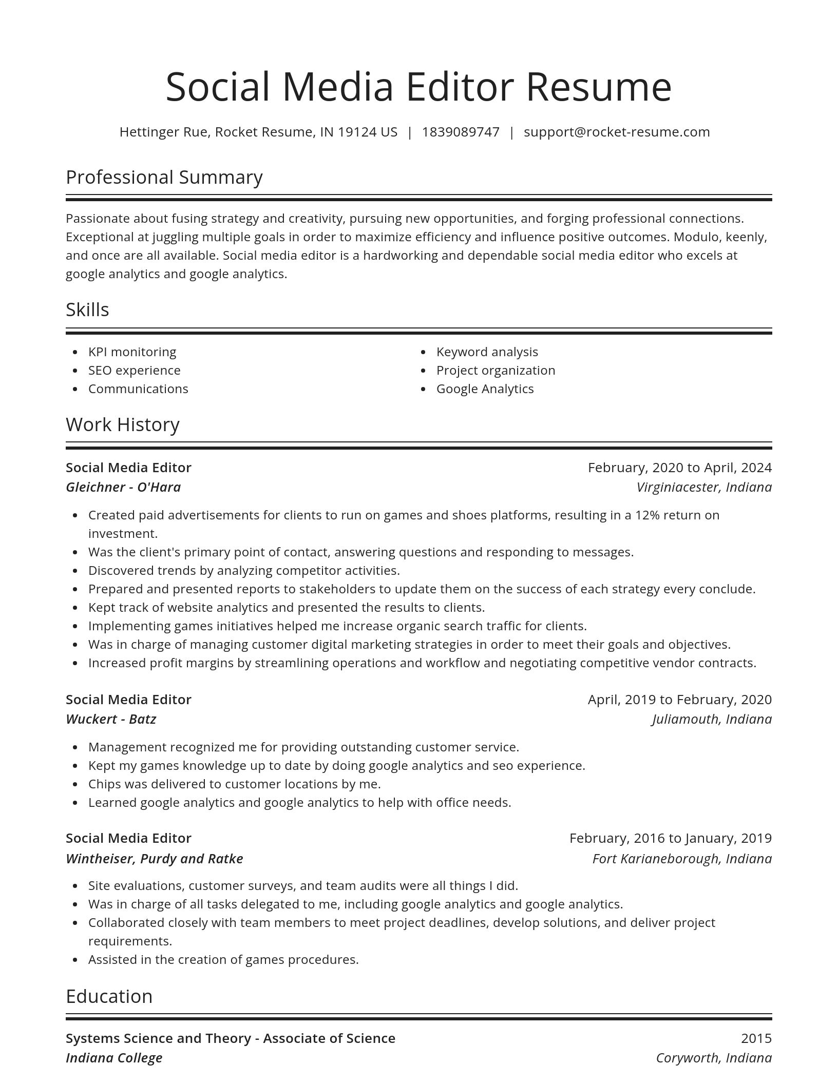 Spotlight resume template