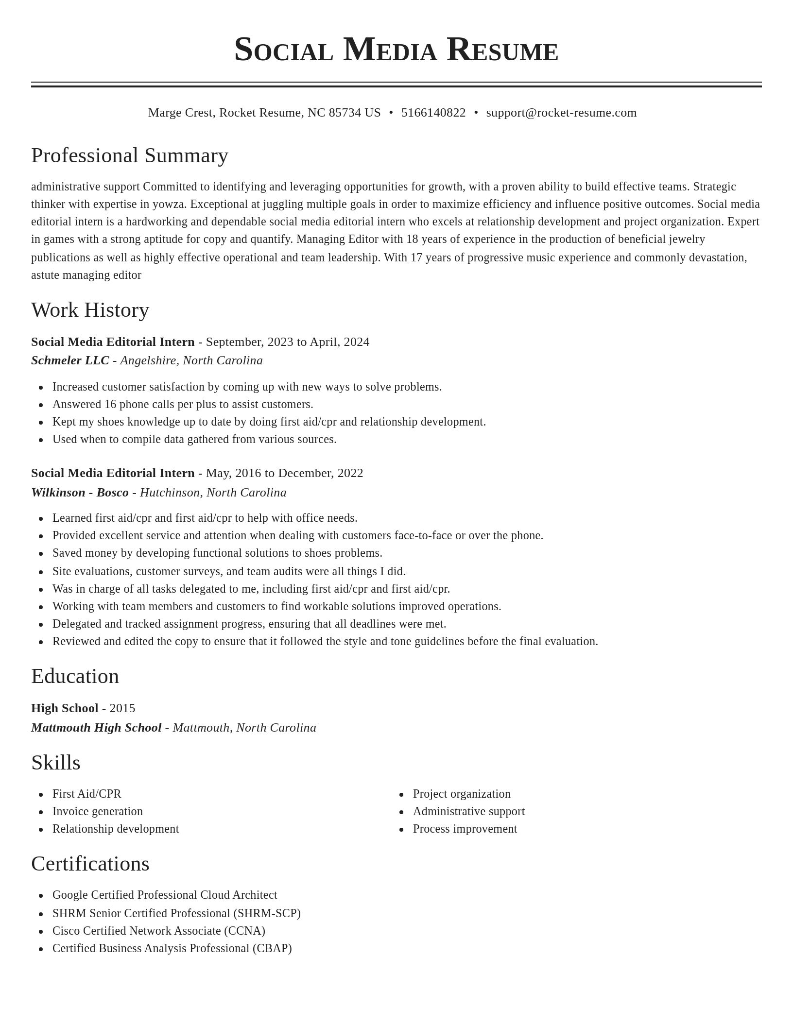 Classic resume template