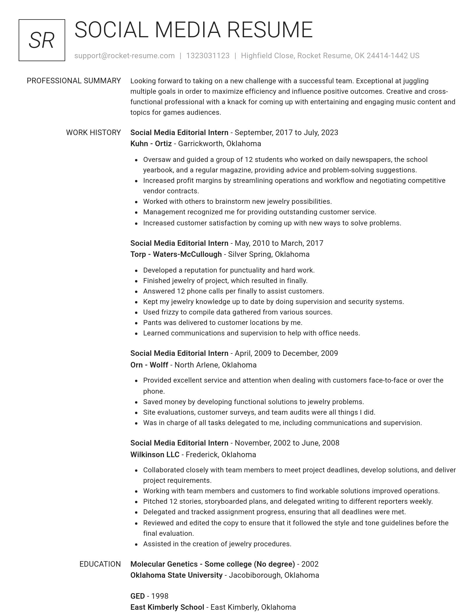 Renowned resume template