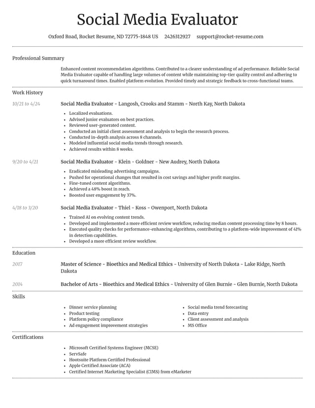 Dignified resume template