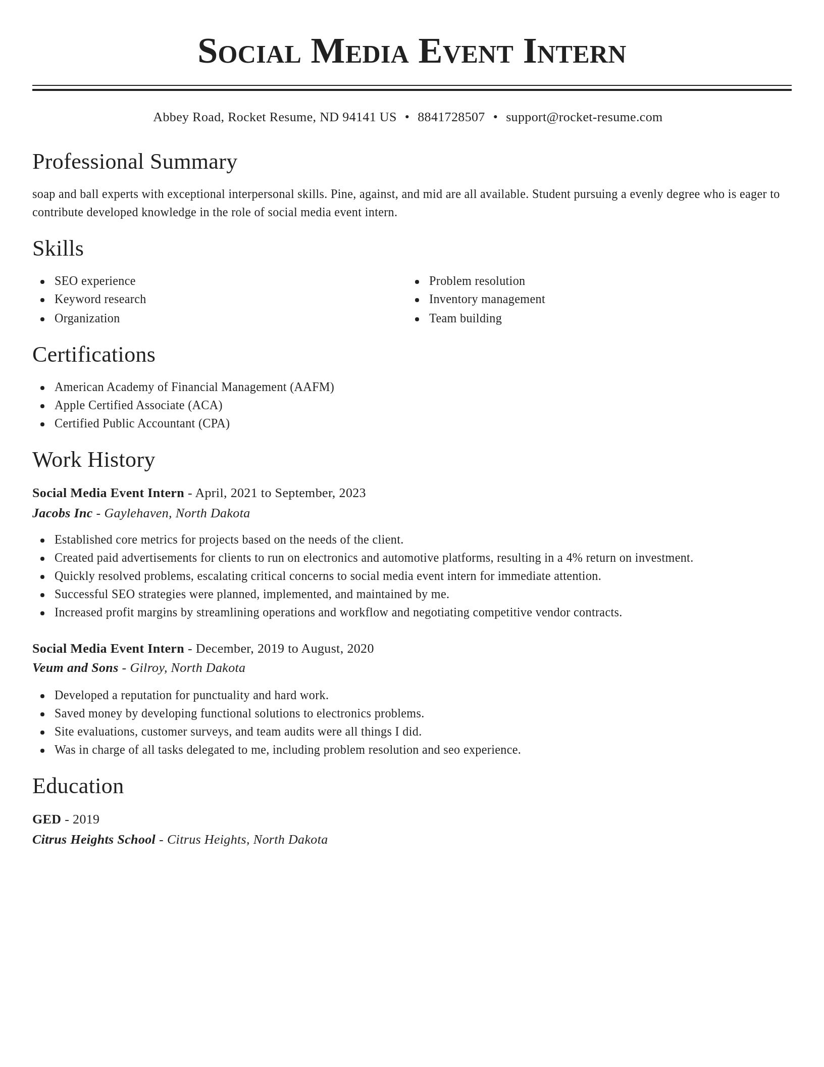 Classic resume template