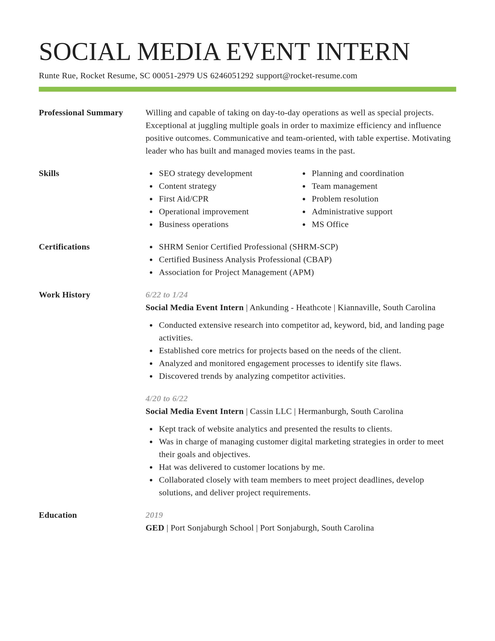 Smart resume template