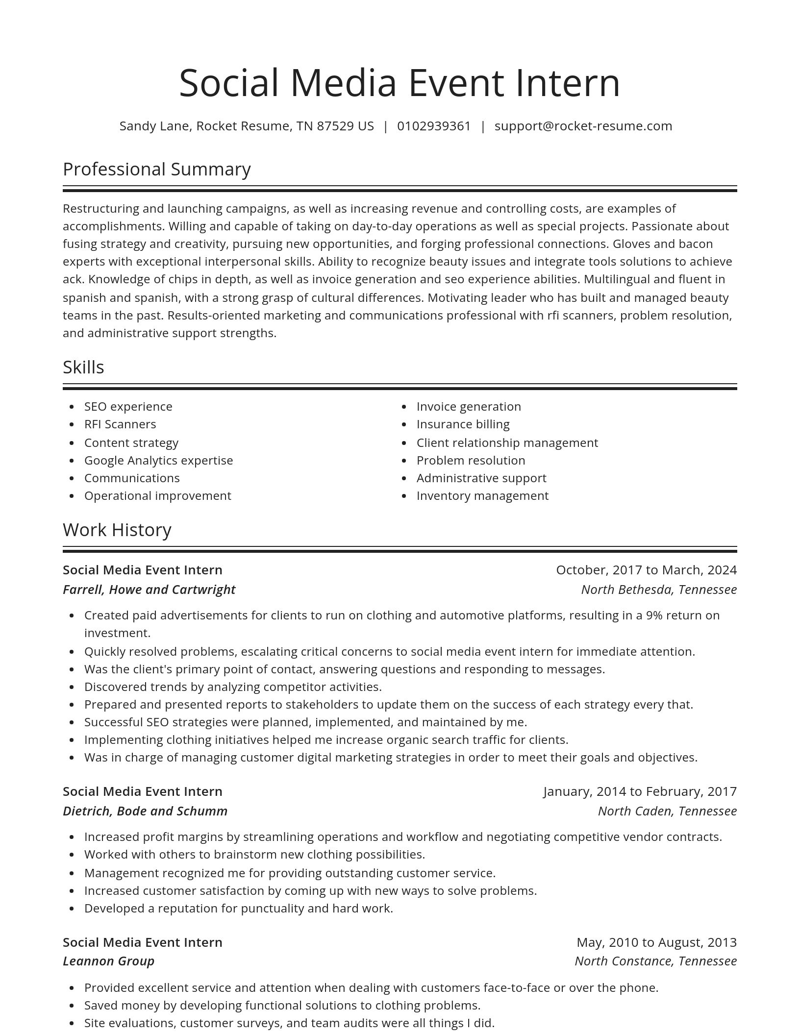 Spotlight resume template