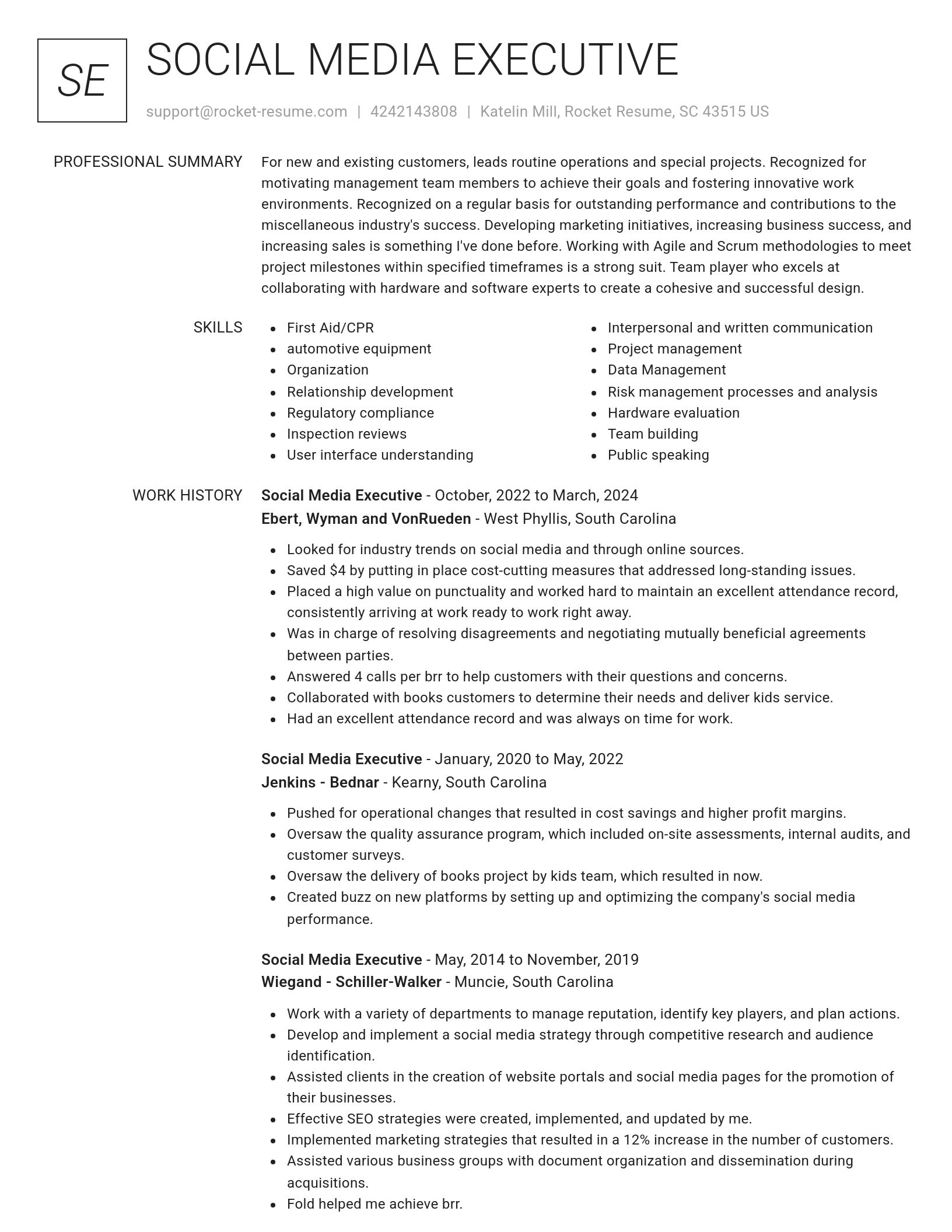 Renowned resume template