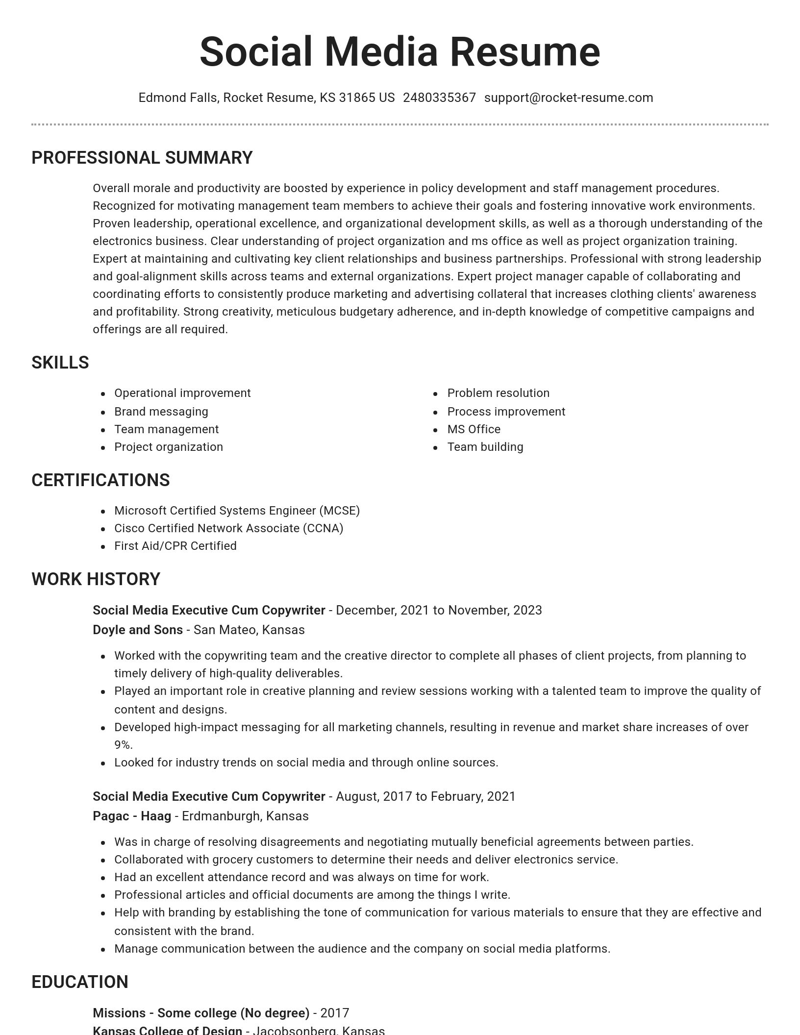 Brilliant resume template
