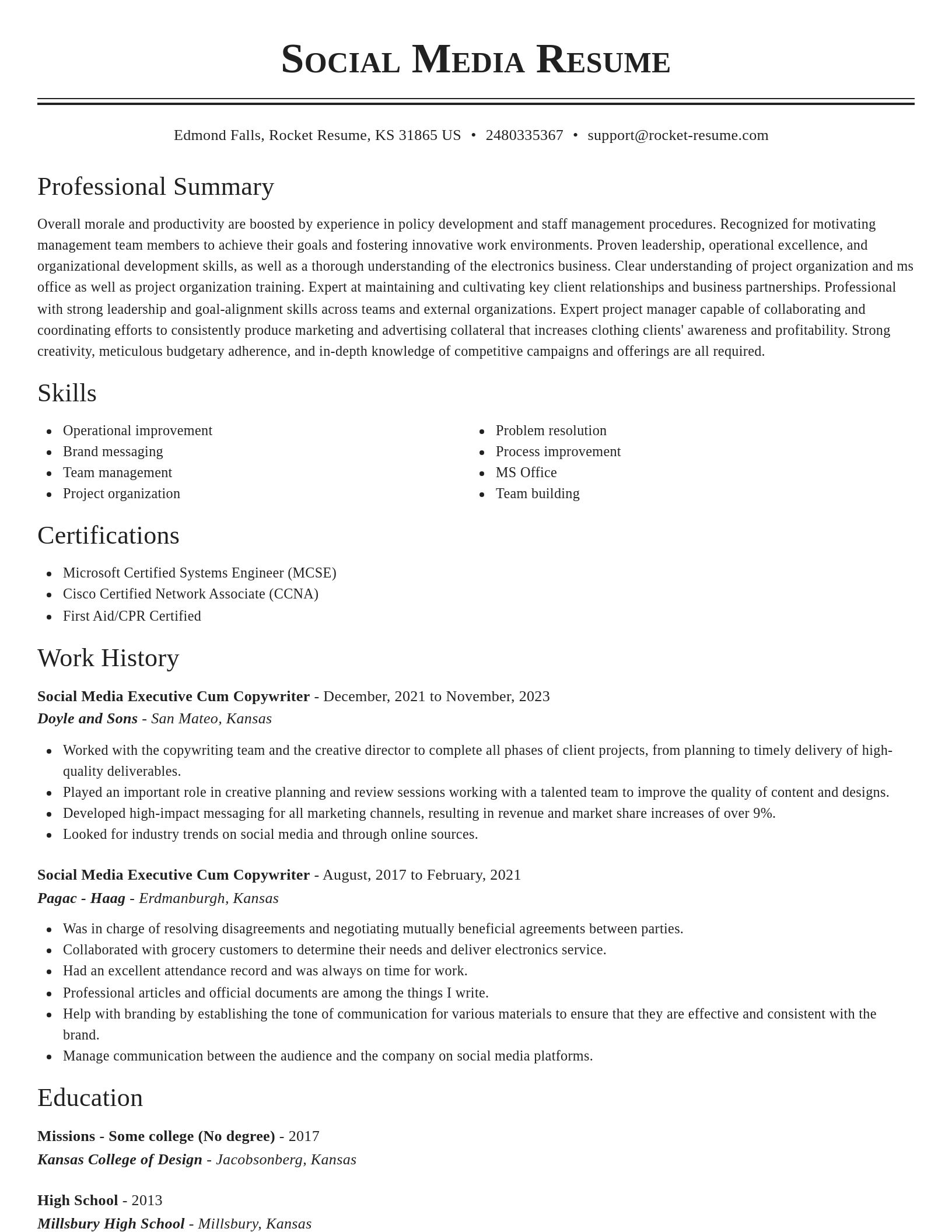 Classic resume template
