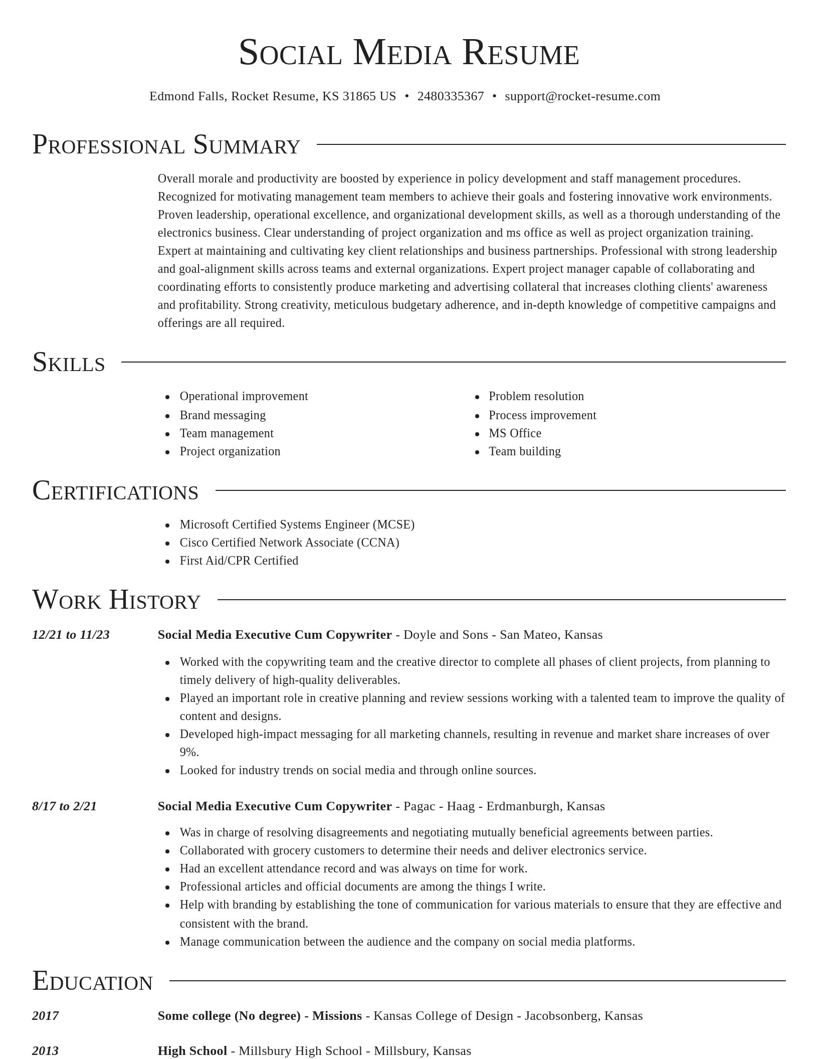 Director resume template